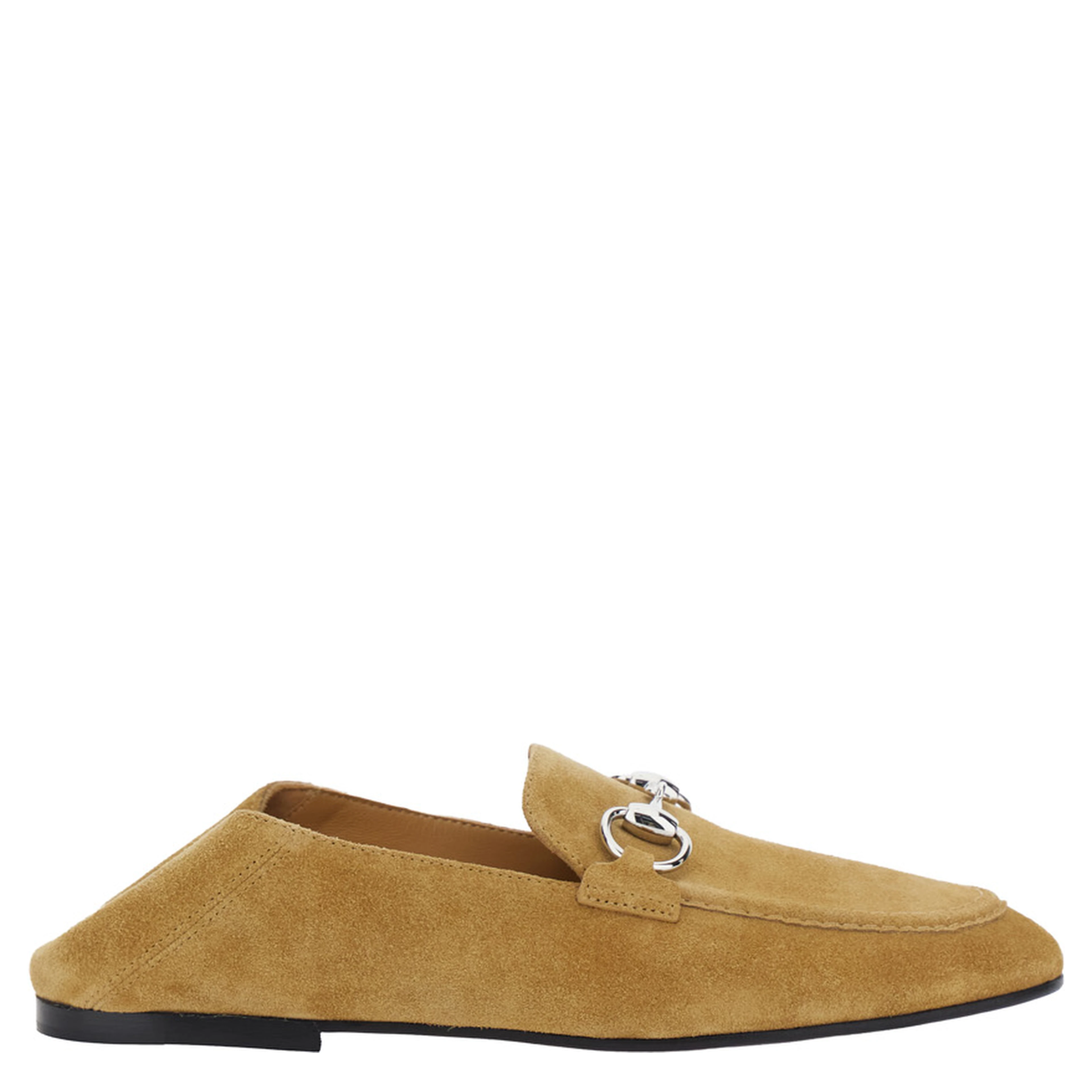 Pierre Beige loafers with Horsebit plaque on the front in suede for women
