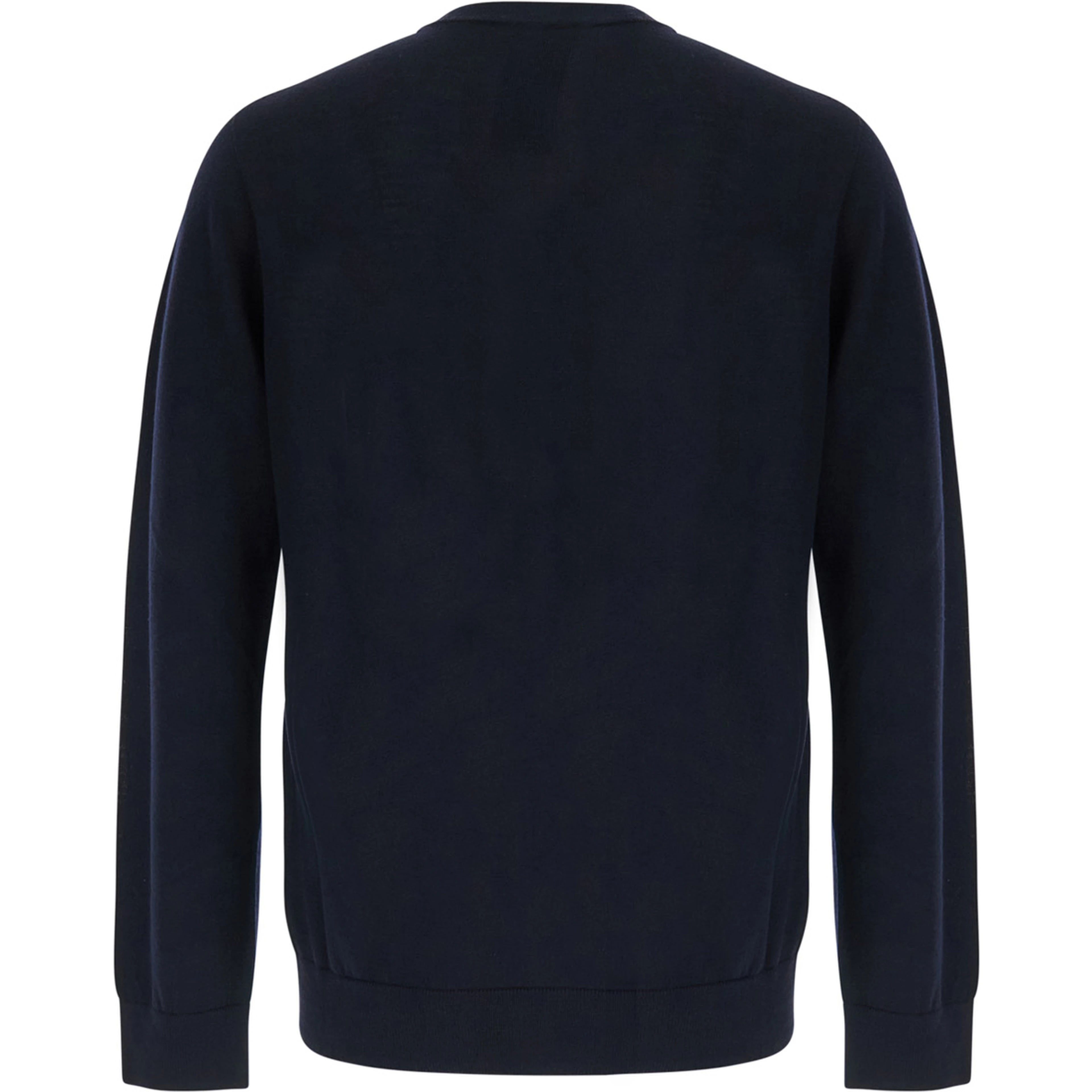 Blue Crewneck sweater with logo embroidery on the front in wool for men