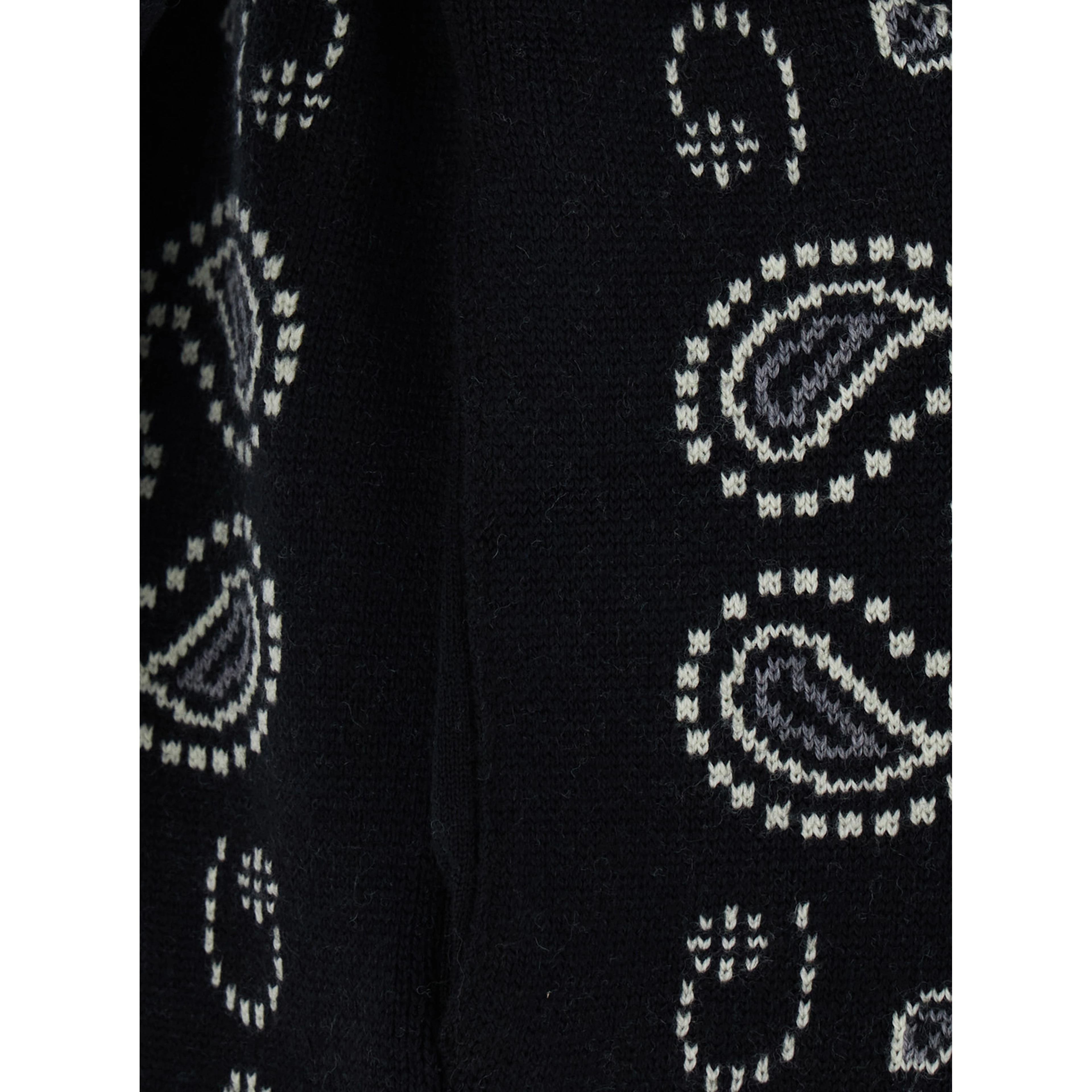 Black Dress with frayed edges and bandana motif all-over in wool Women