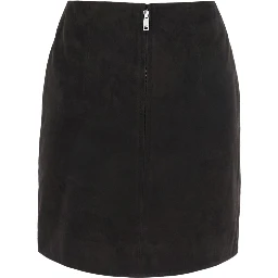 Black Miniskirt with Zip Closure on the Back in Suede for Women