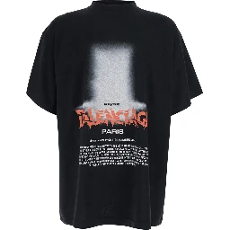 Black Crew Neck T-Shirt with Maxi Logo Print on the Front in Cotton for Men