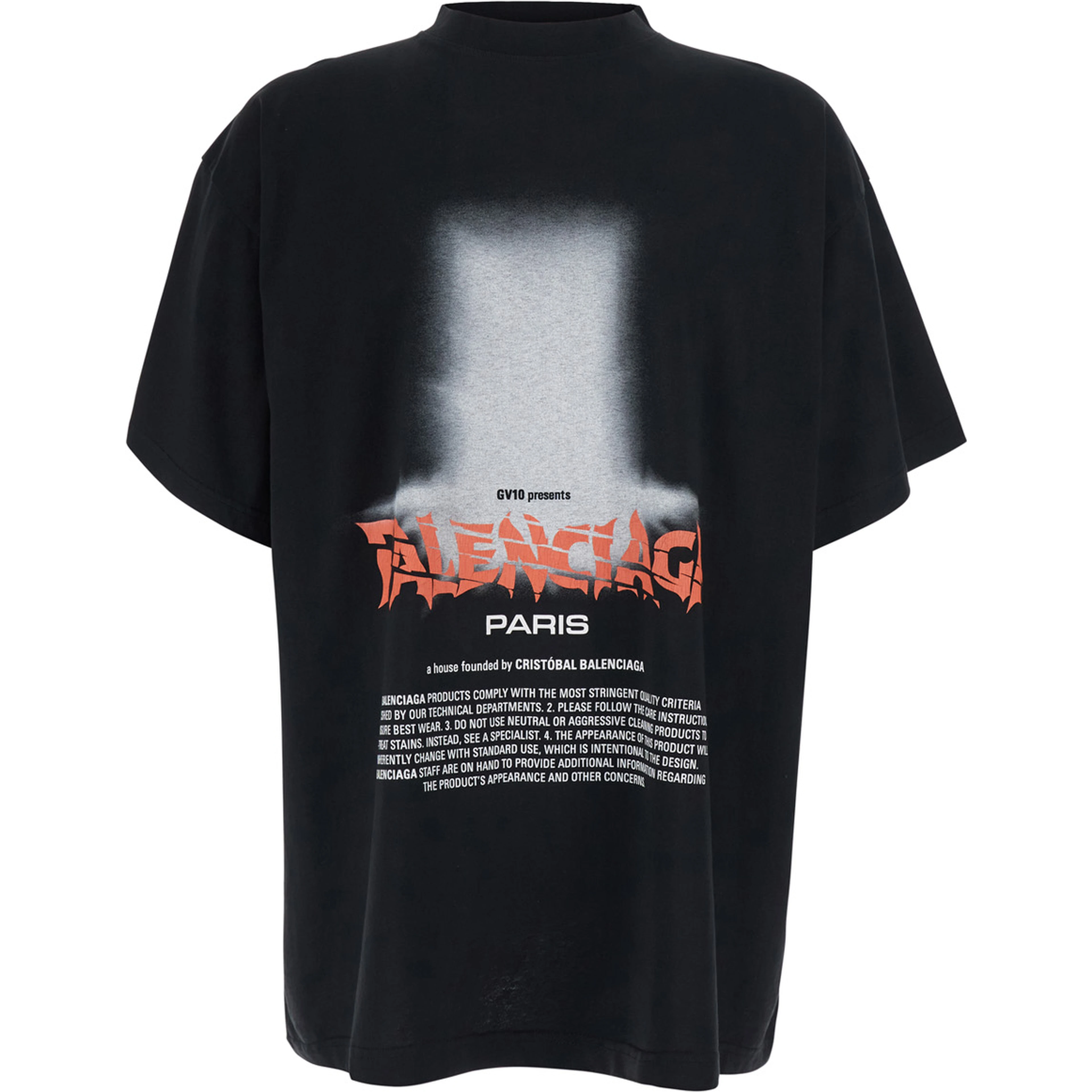 Black Crew Neck T-Shirt with Maxi Logo Print on the Front in Cotton for Men