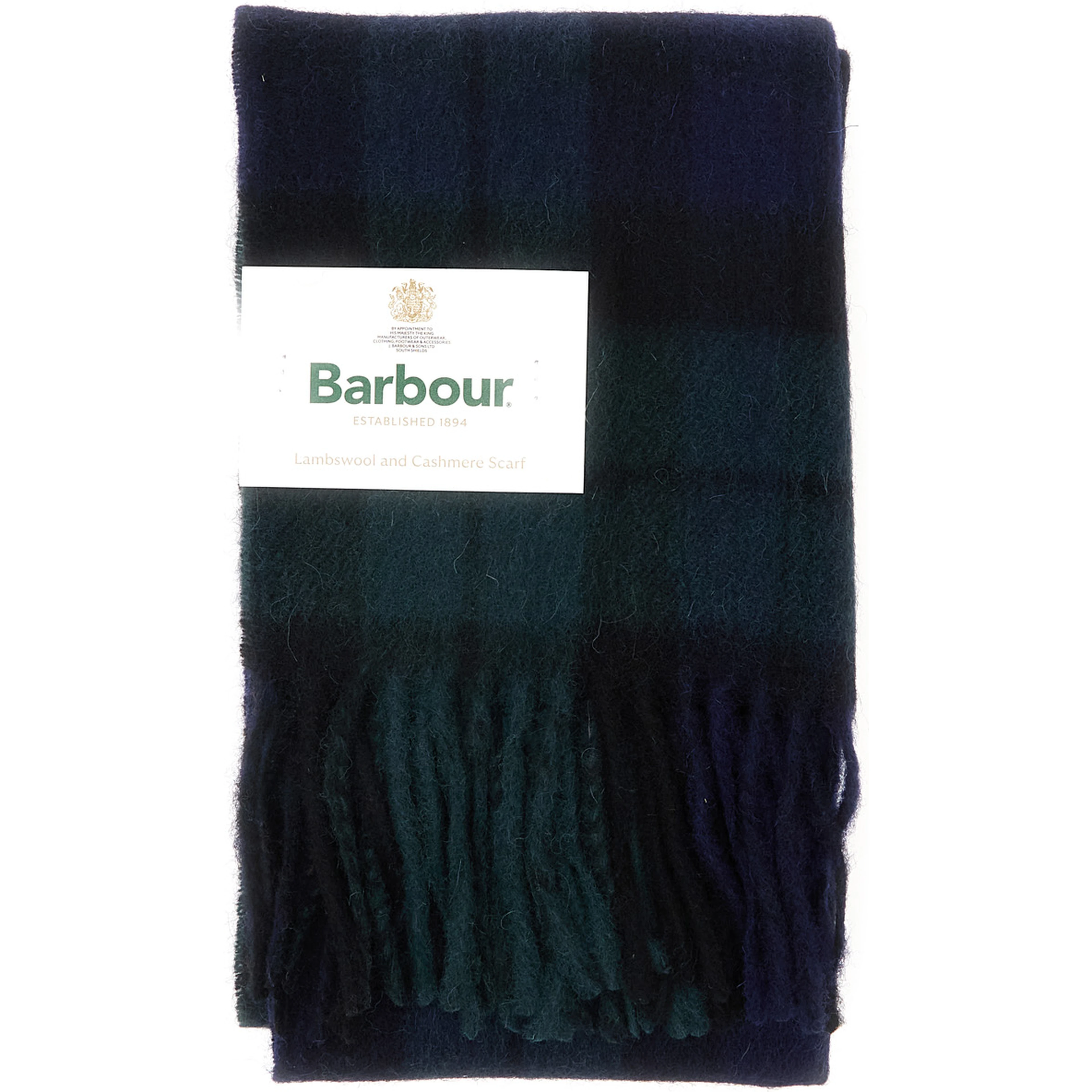 Blue Scarf with logo patch on the front and fringed hem in fabric for men