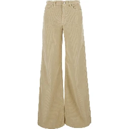 Cindy Beige pants with logo patch on the back in velvet women