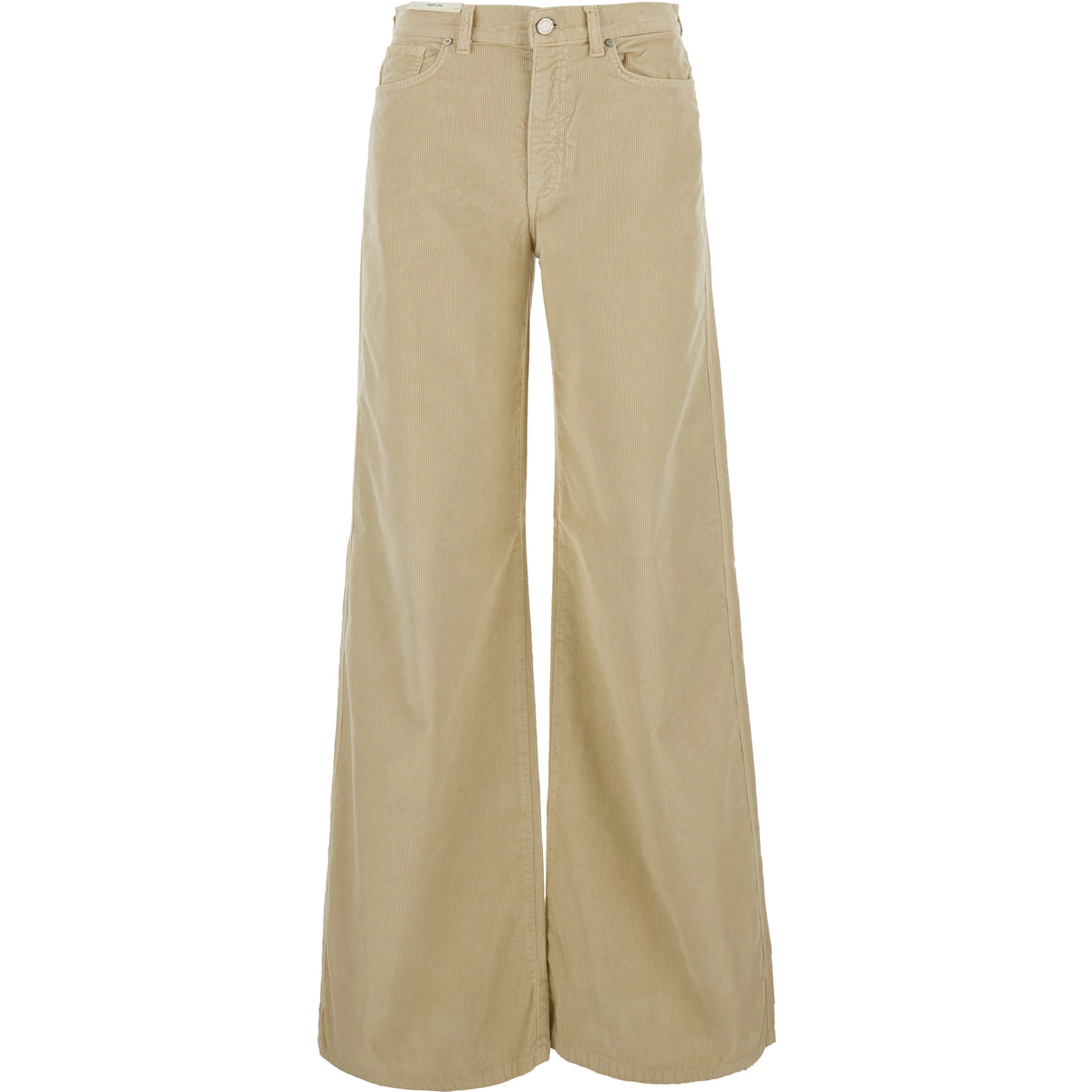 Cindy Beige pants with logo patch on the back in velvet women