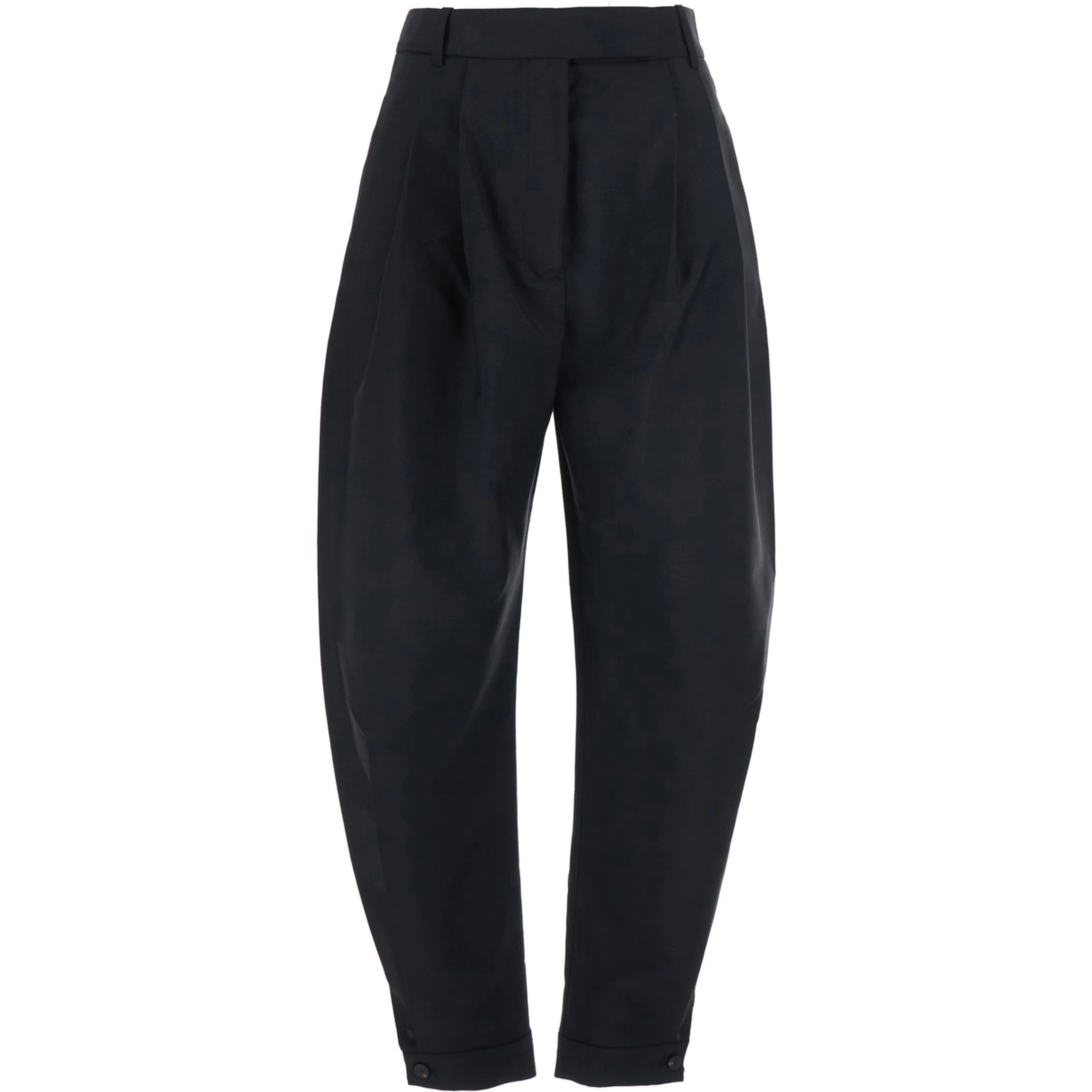 Black Pants with Cuff Hem in Wool Blend for Women