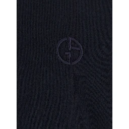 Blue Crewneck sweater with logo embroidery on the front in wool for men