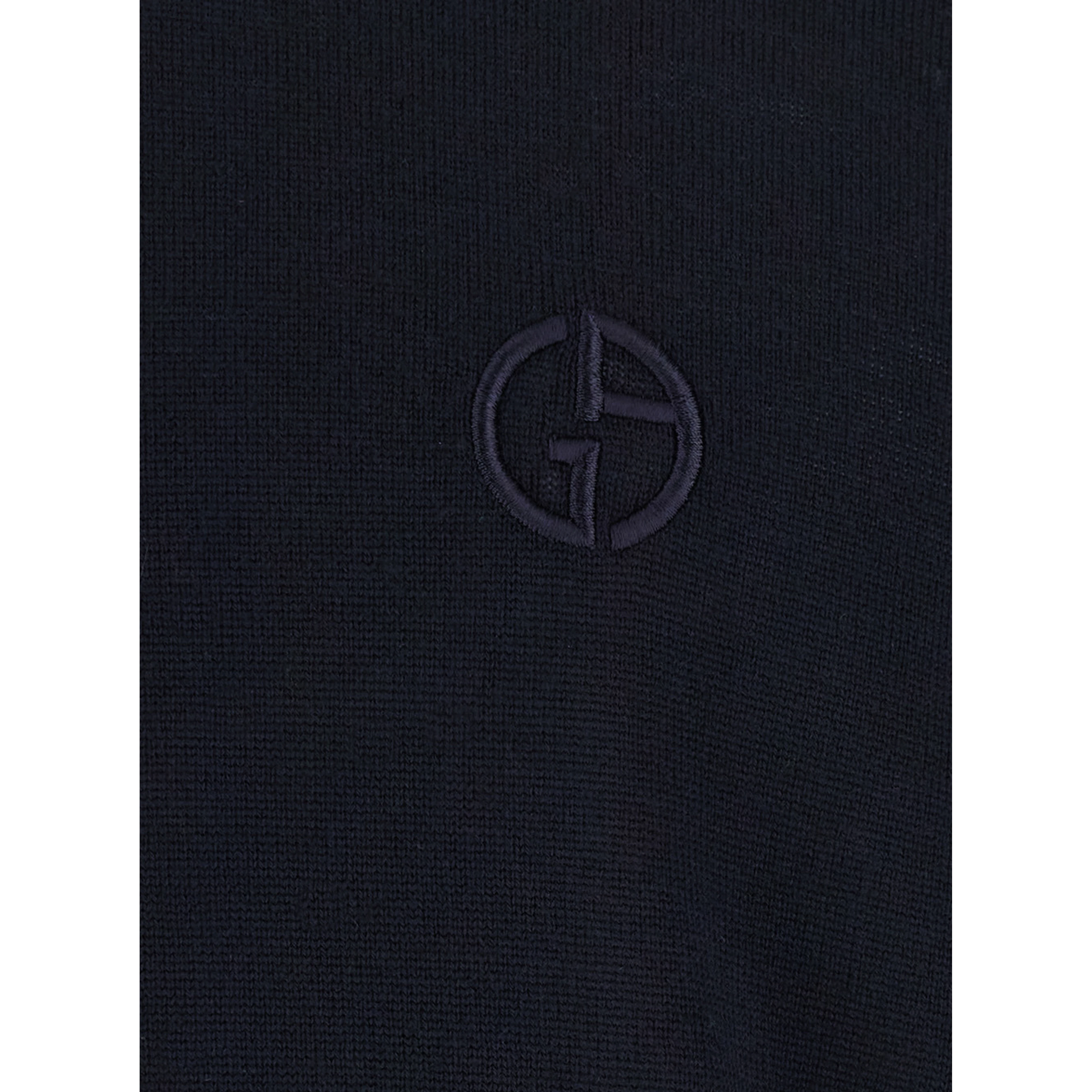 Blue Crewneck sweater with logo embroidery on the front in wool for men