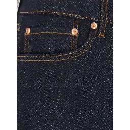 Blue Jeans with logo patch on the back and contrasting stitching in denim for men