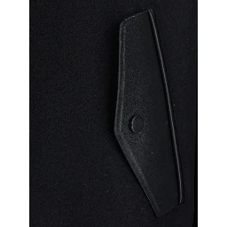 black Jacket with bi-color details and patch on the back in leather and fabric for men