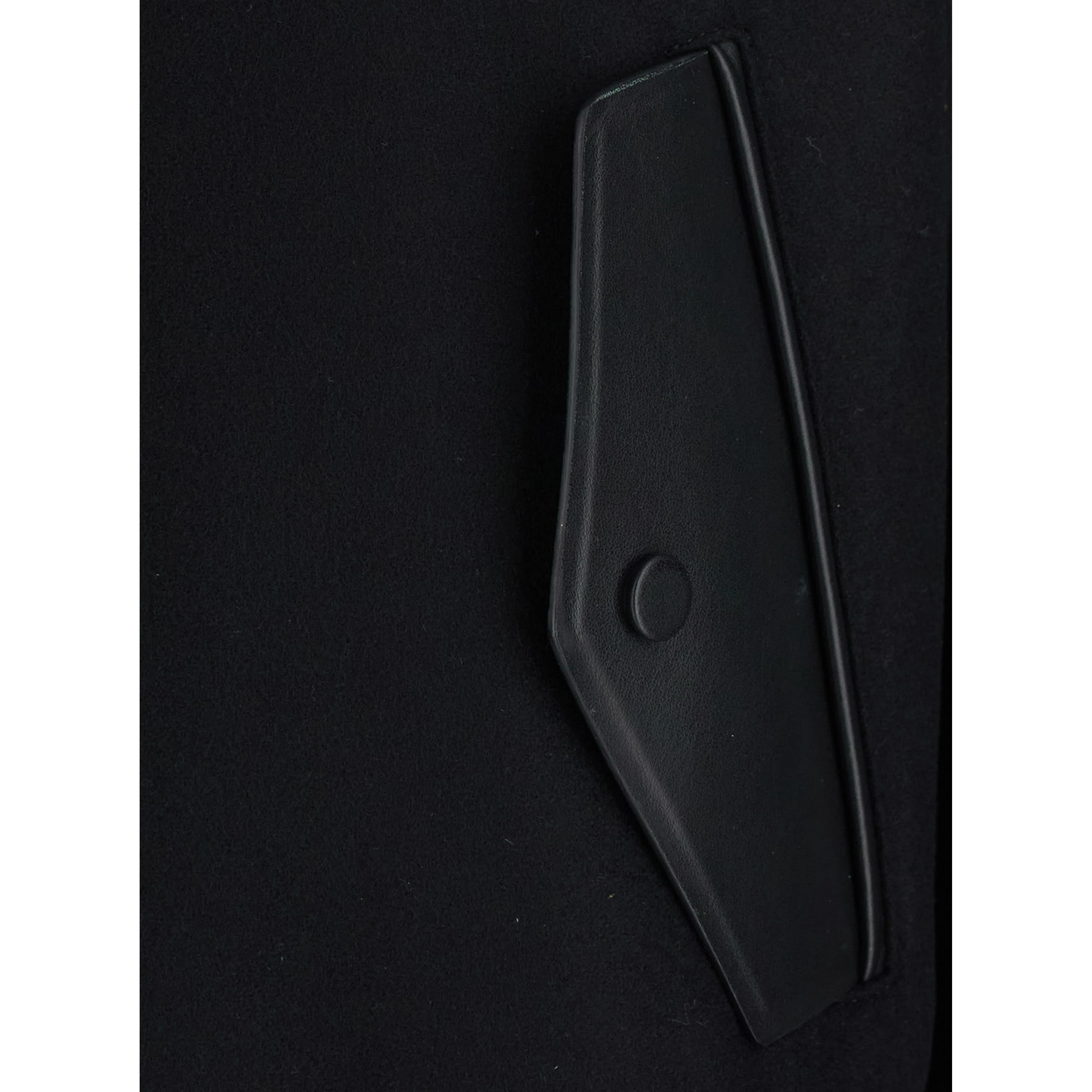 black Jacket with bi-color details and patch on the back in leather and fabric for men