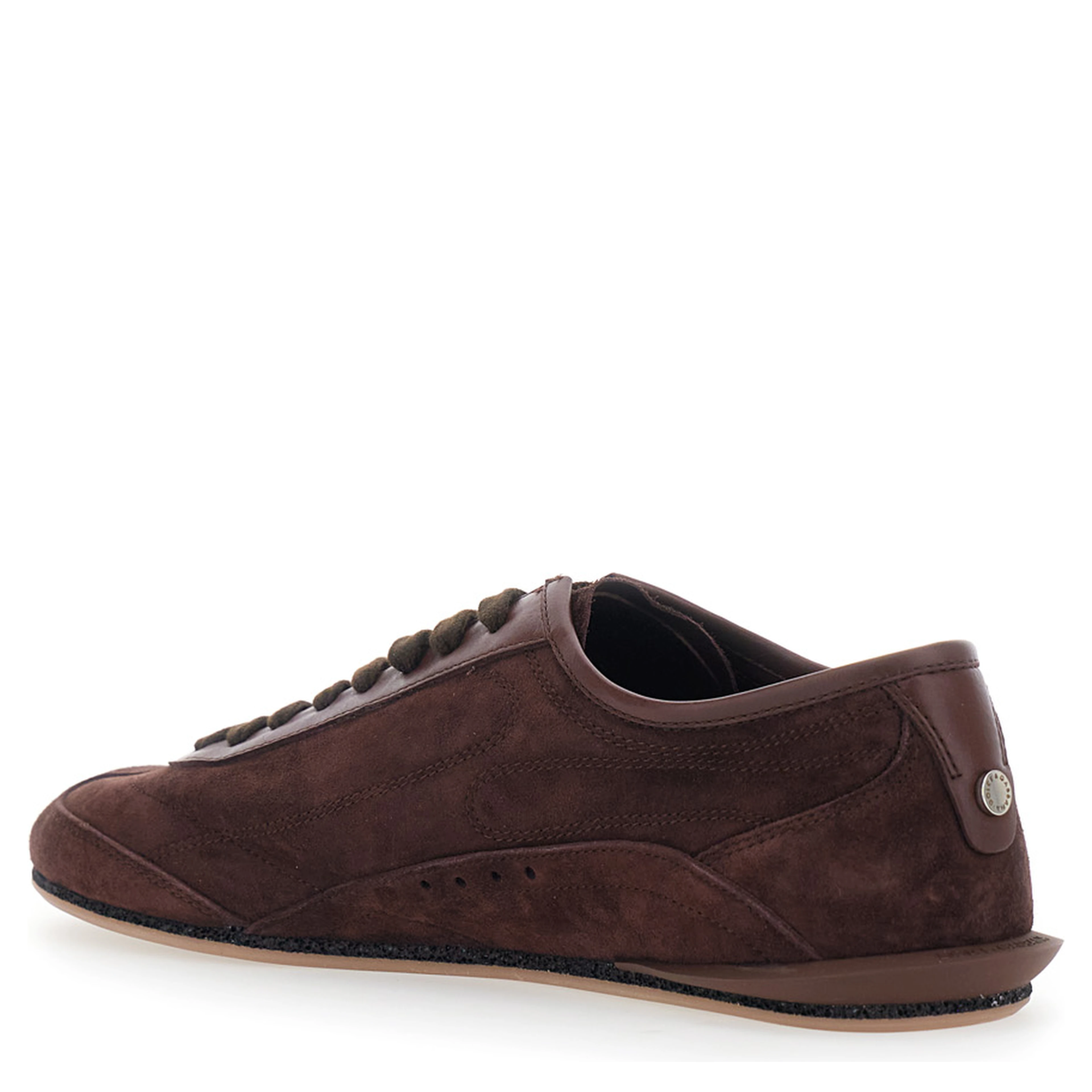 Gimondi Plus Brown Low Top Sneakers with Logo lettering on the Side in Suede for Men