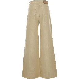 Cindy Beige pants with logo patch on the back in velvet women