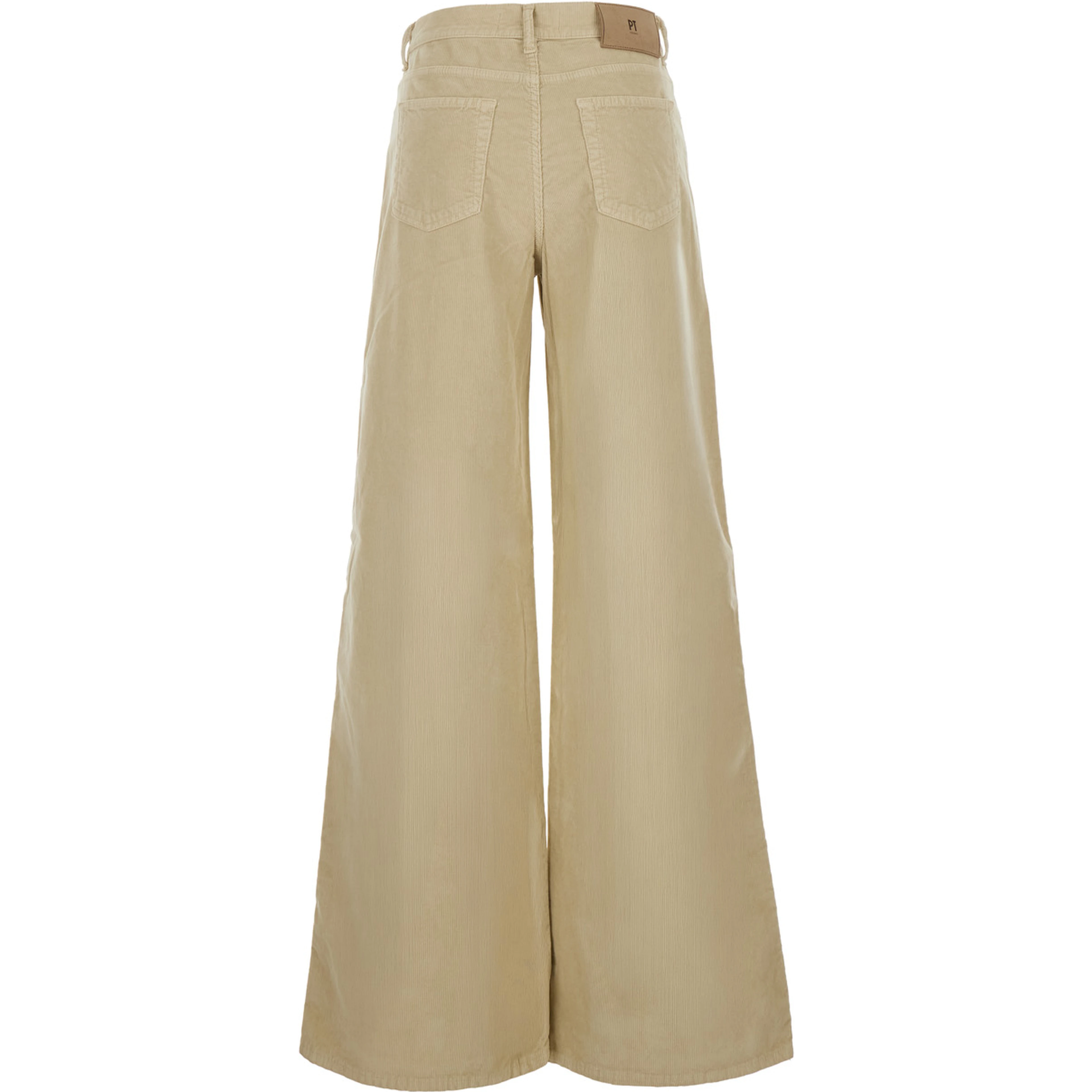 Cindy Beige pants with logo patch on the back in velvet women