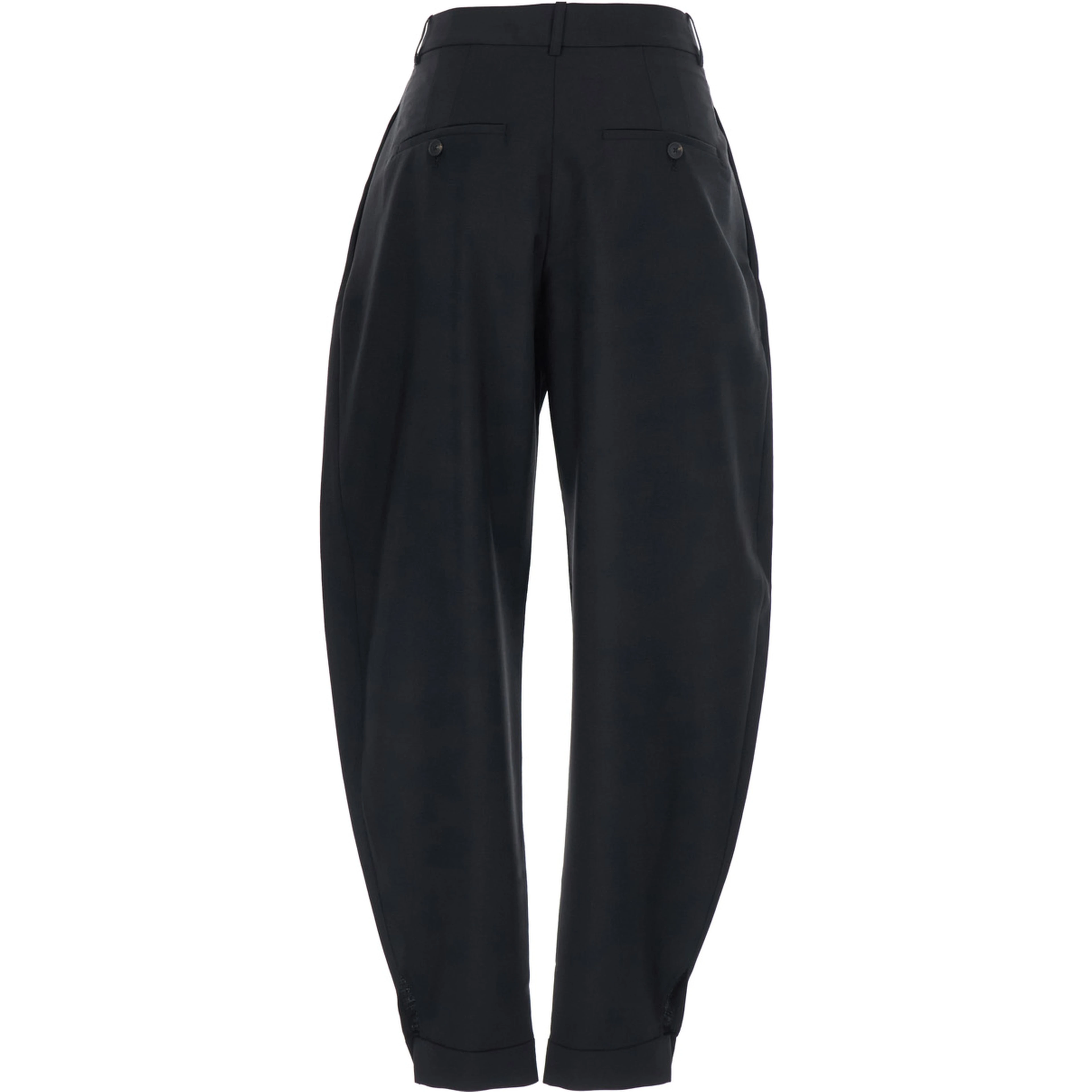Black Pants with Cuff Hem in Wool Blend for Women