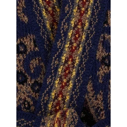 Multicolor Cardigan with belt on the front and all-over geometric embroidery in wool blend for women