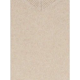 FATA beige sweater with V-neck and long sleeves in cashmere for women