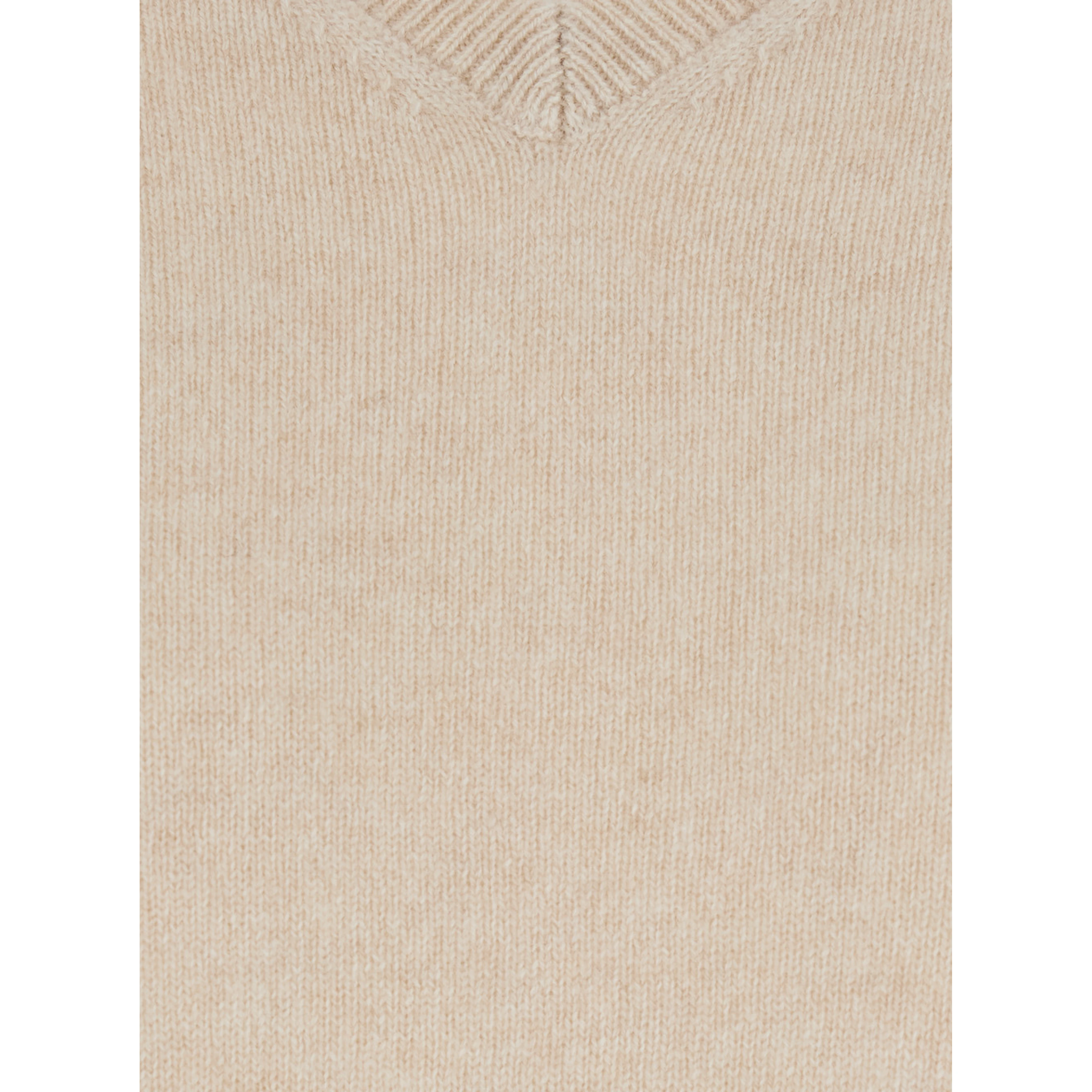 FATA beige sweater with V-neck and long sleeves in cashmere for women