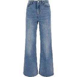 Blue Flare Cut Jeans with Logo Patch on the Back in Denim for Women