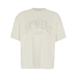White Crew Neck T-Shirt with Maxi Print on the Front in Cotton for Men