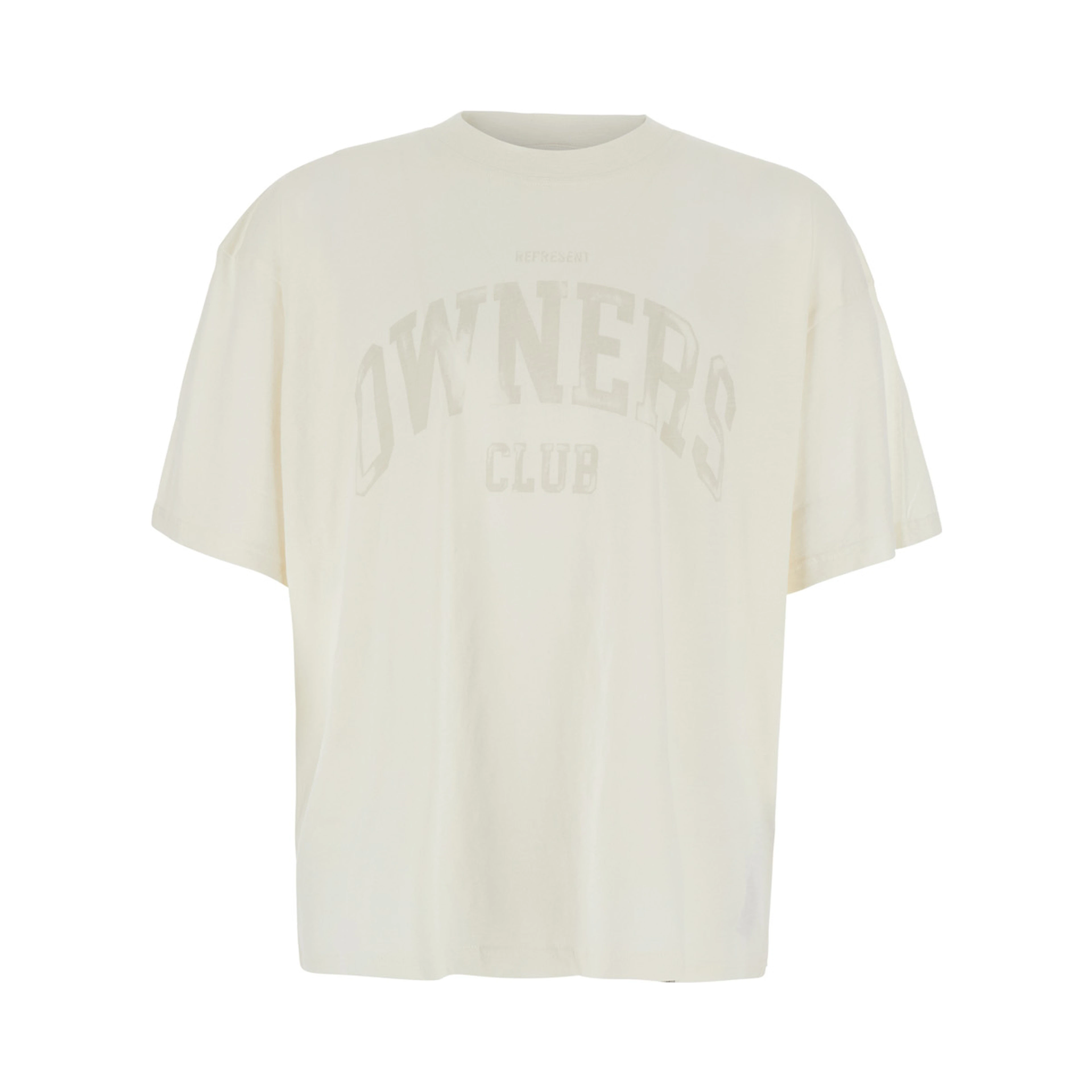 White Crew Neck T-Shirt with Maxi Print on the Front in Cotton for Men