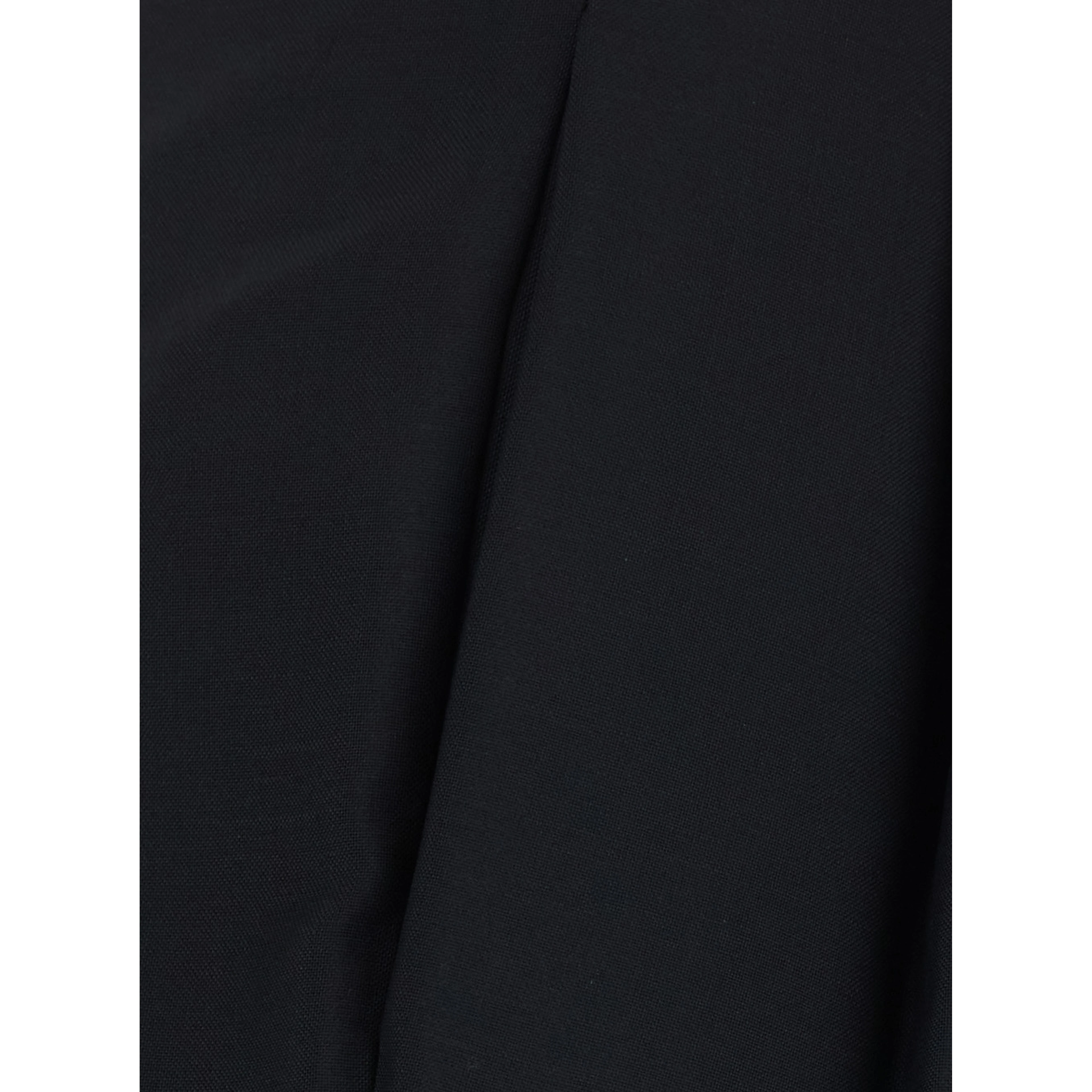 Black Pants with Cuff Hem in Wool Blend for Women