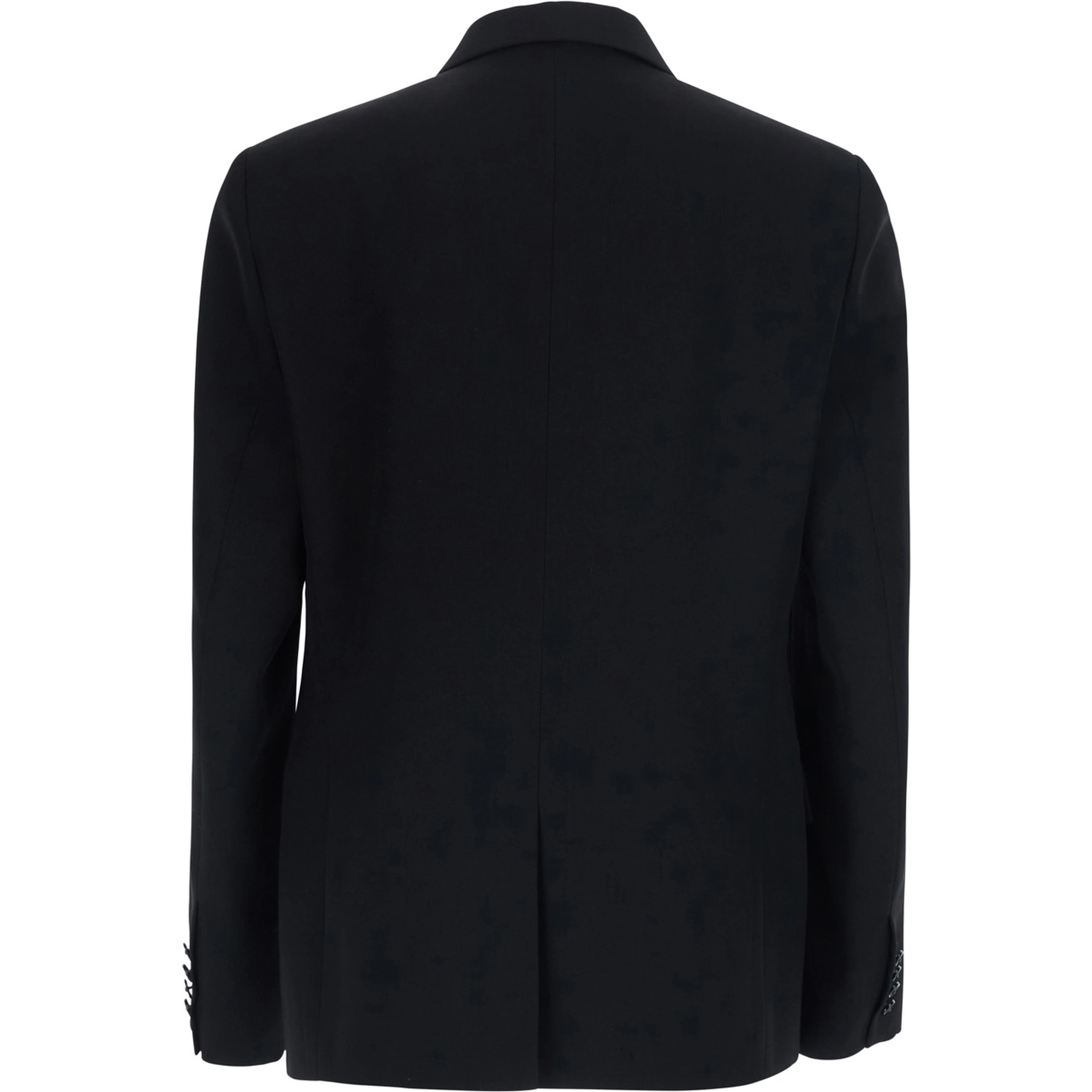 Black Double-breasted Jacket with Peak Revers in Wool for Men