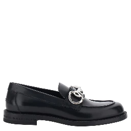 Emily Black loafers with Horsebit plaque on the front in leather for women