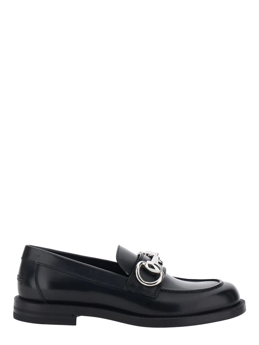 Emily Black loafers with Horsebit plaque on the front in leather for women