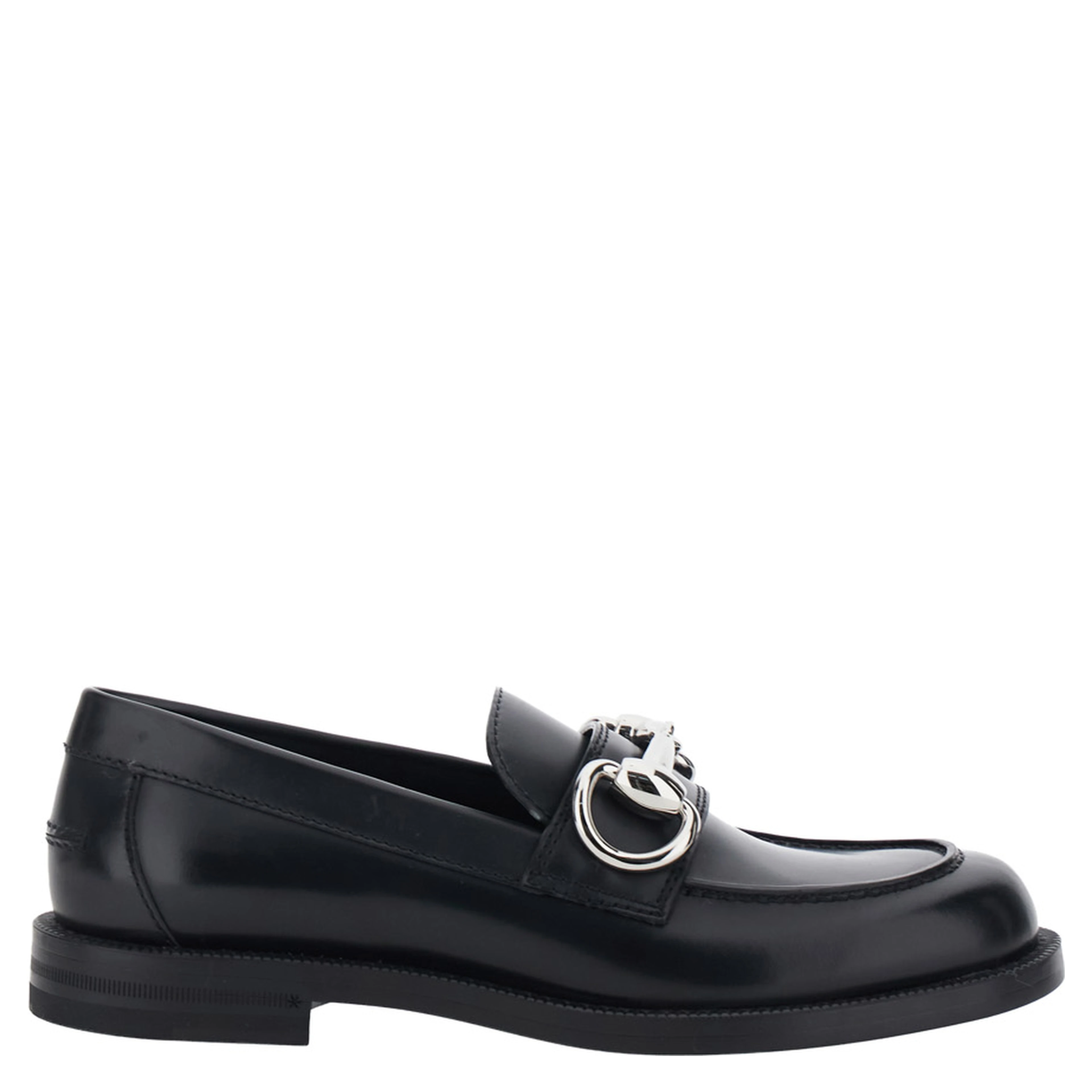 Emily Black loafers with Horsebit plaque on the front in leather for women