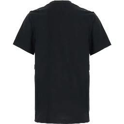 black T-shirt with logo on the front and logo patch on the sleeve in cotton for men