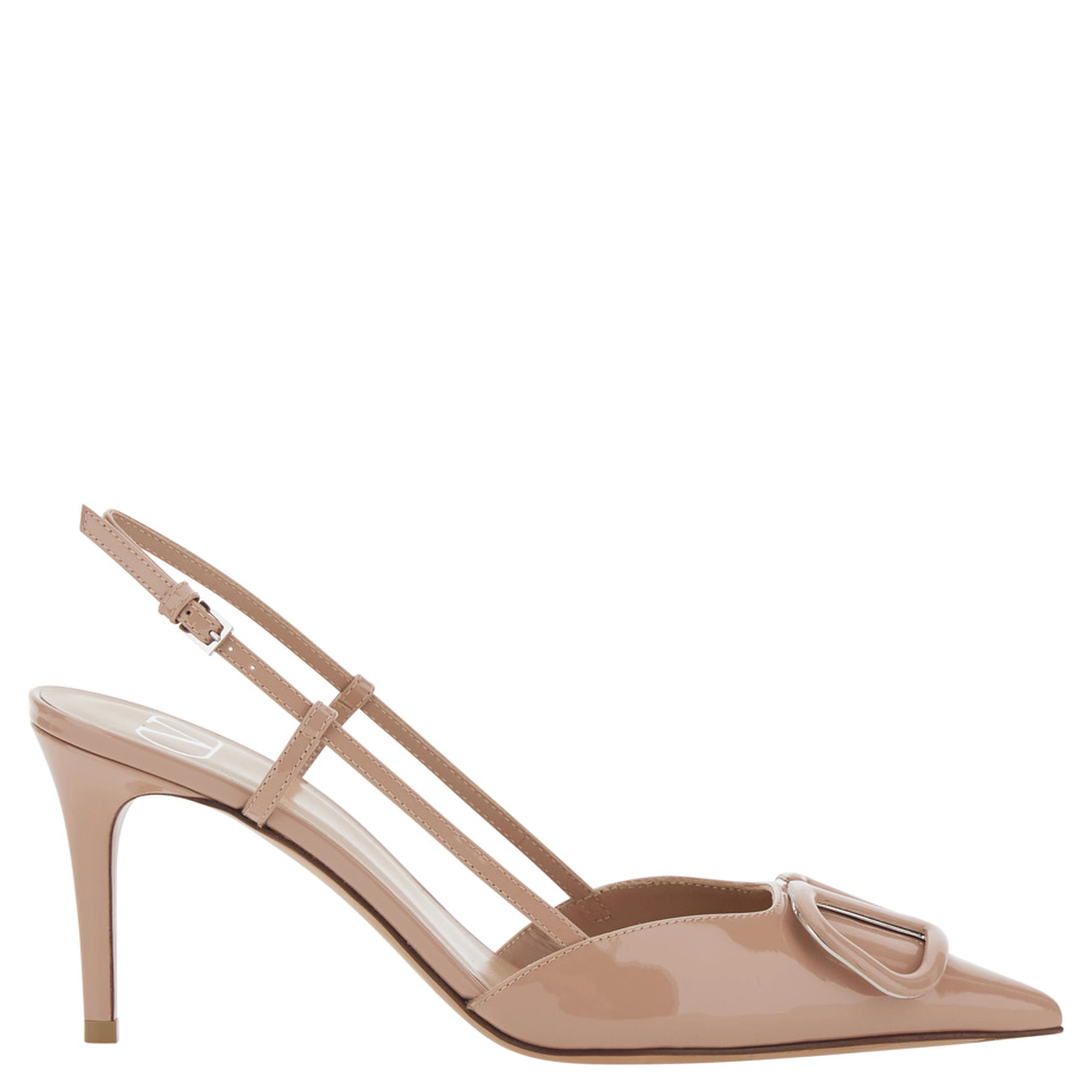 pink Pumps with VLogo on the front in patent leather for women