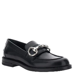 Emily Black loafers with Horsebit plaque on the front in leather for women