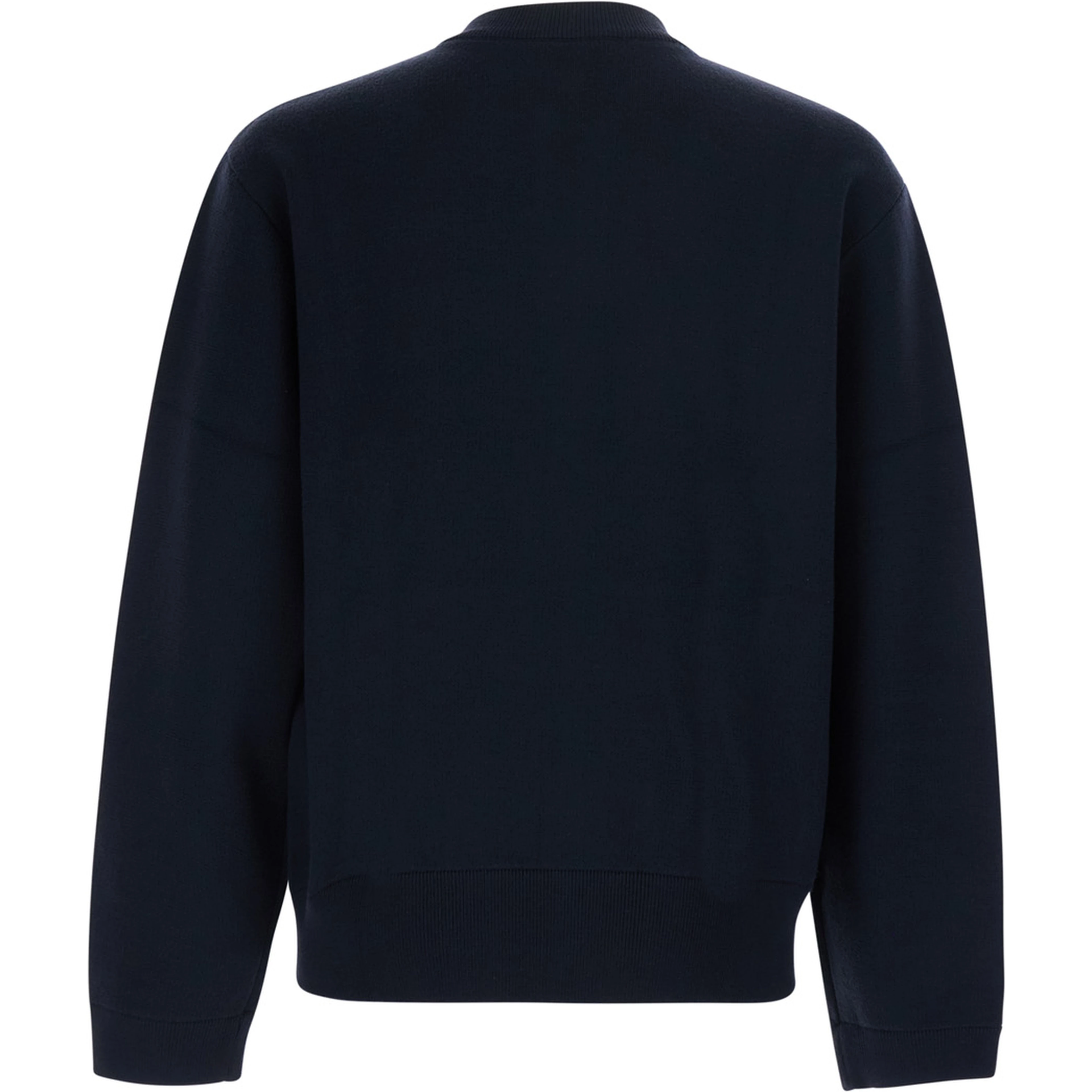 Blue Cardigan with logo embroidery on the front in wool for men