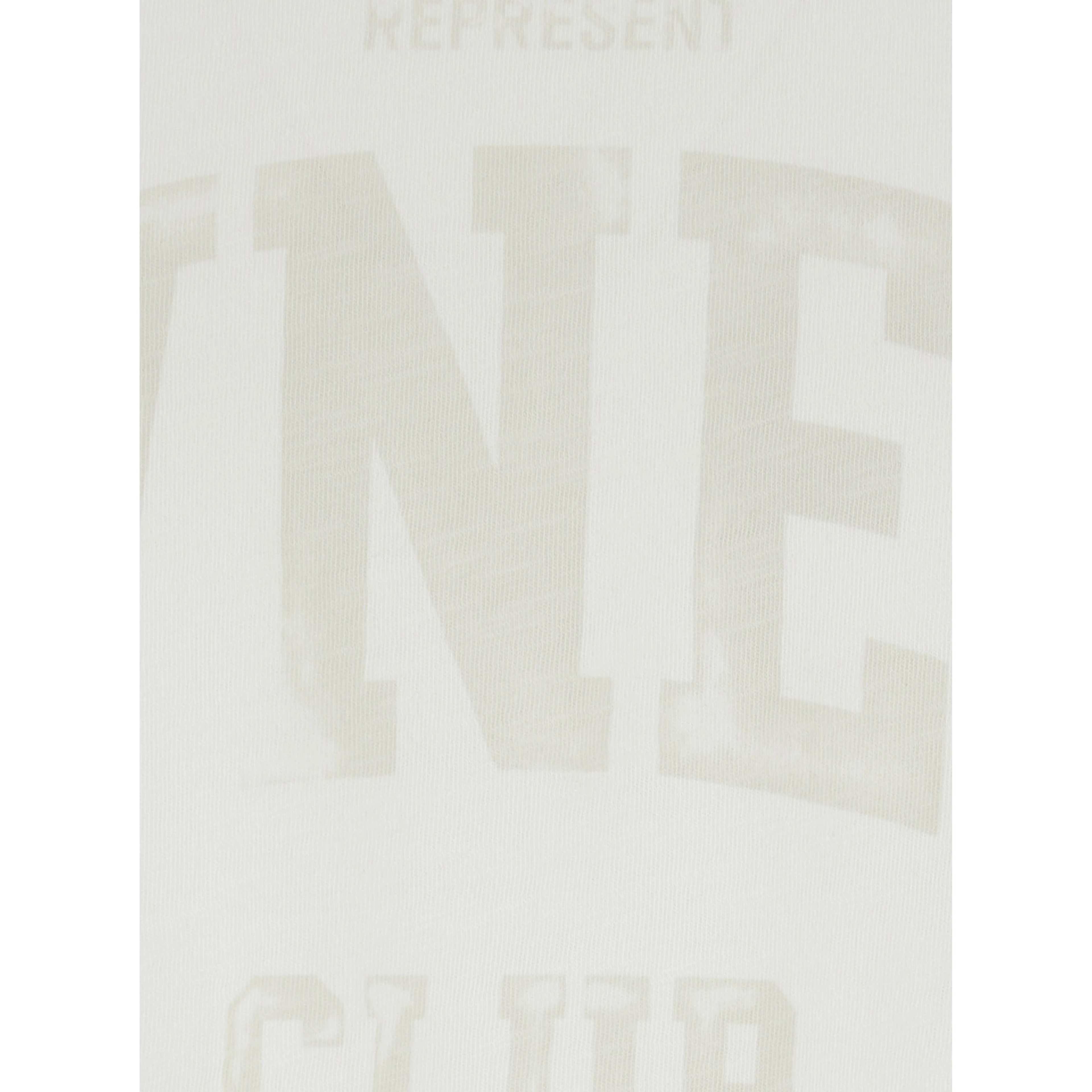 White Crew Neck T-Shirt with Maxi Print on the Front in Cotton for Men