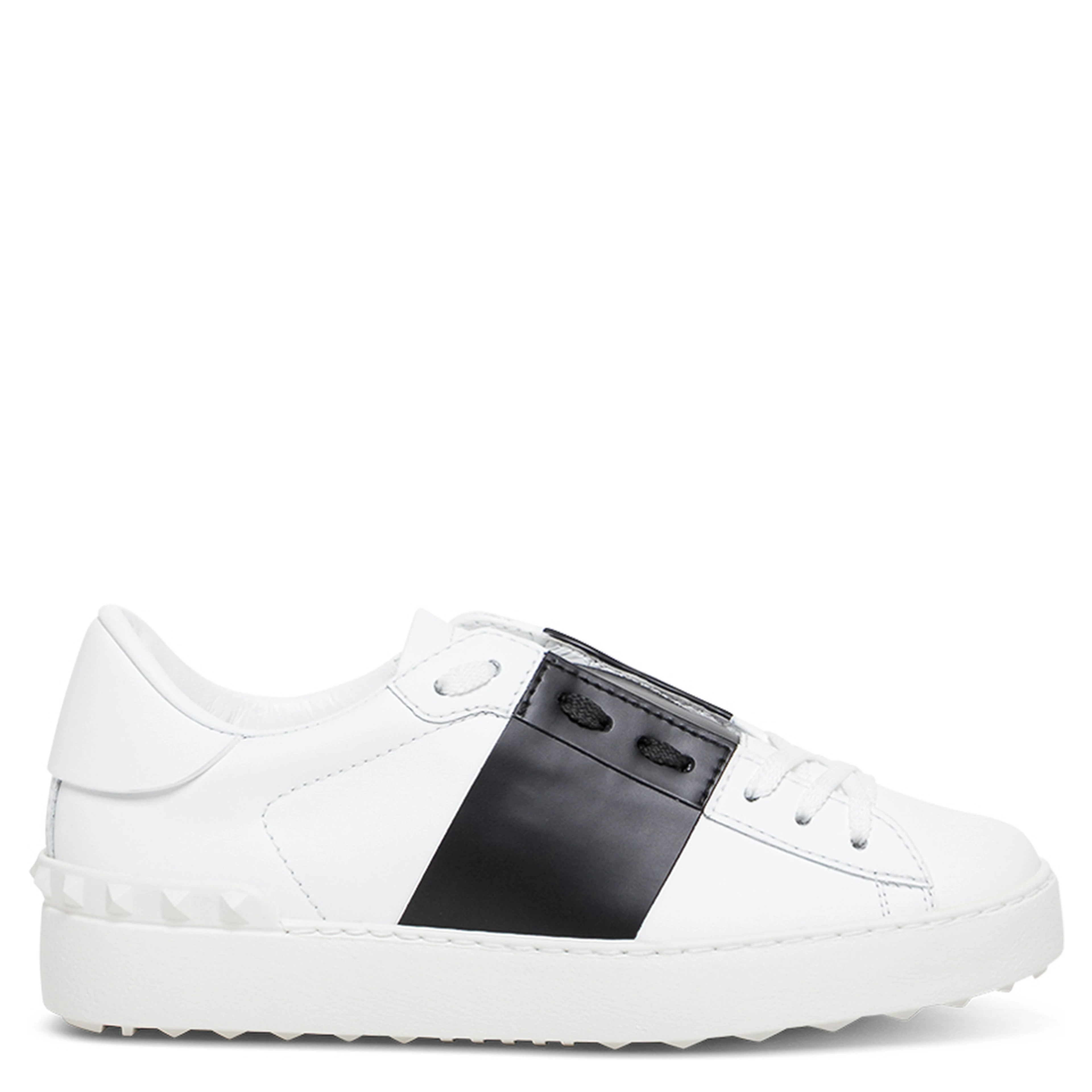 Sneaker Open with Rockstud Details in White Leather for Women