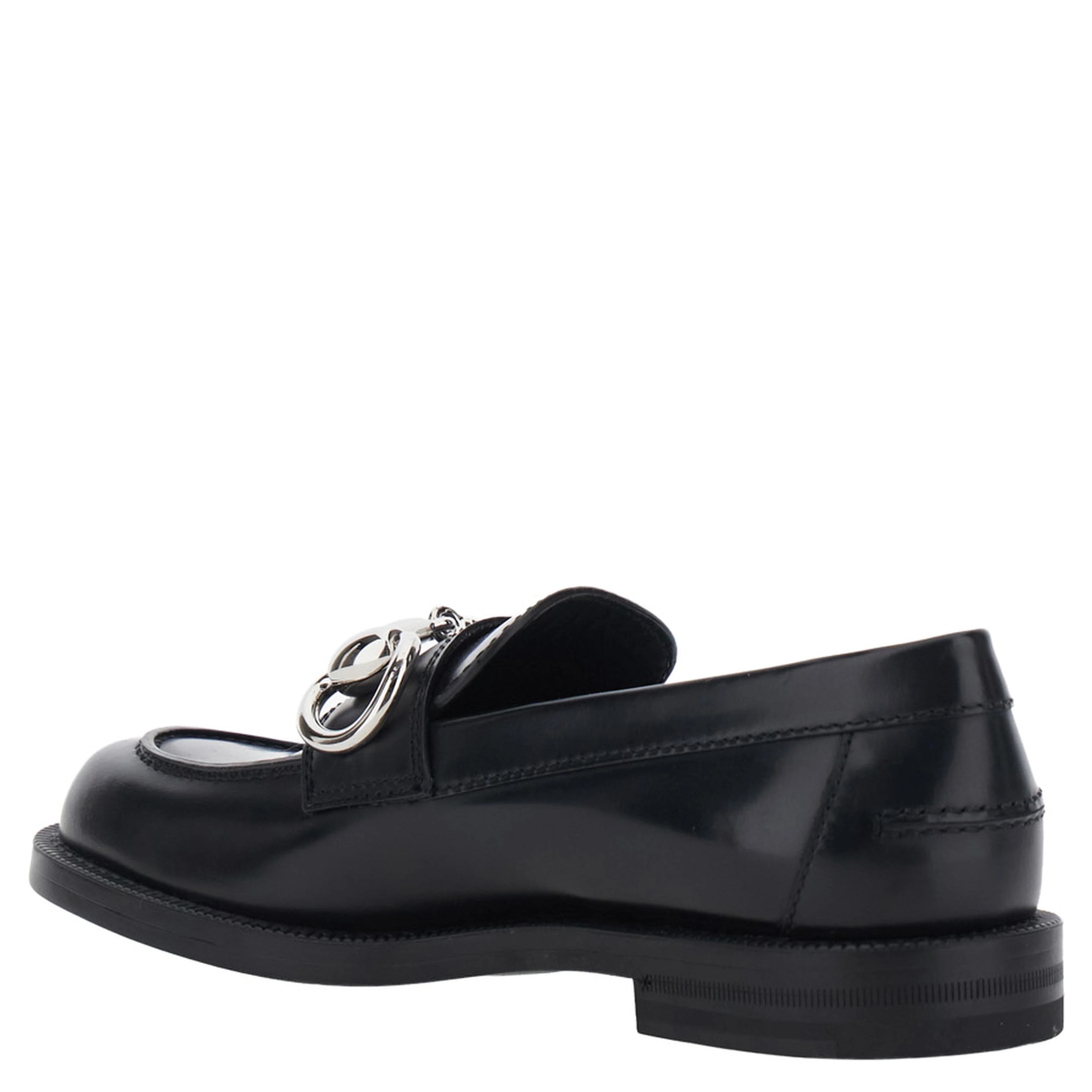Emily Black loafers with Horsebit plaque on the front in leather for women