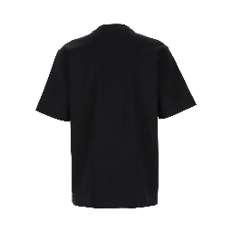Crew Neck T-Shirt with Logo Print on the Front in Black Cotton for Men