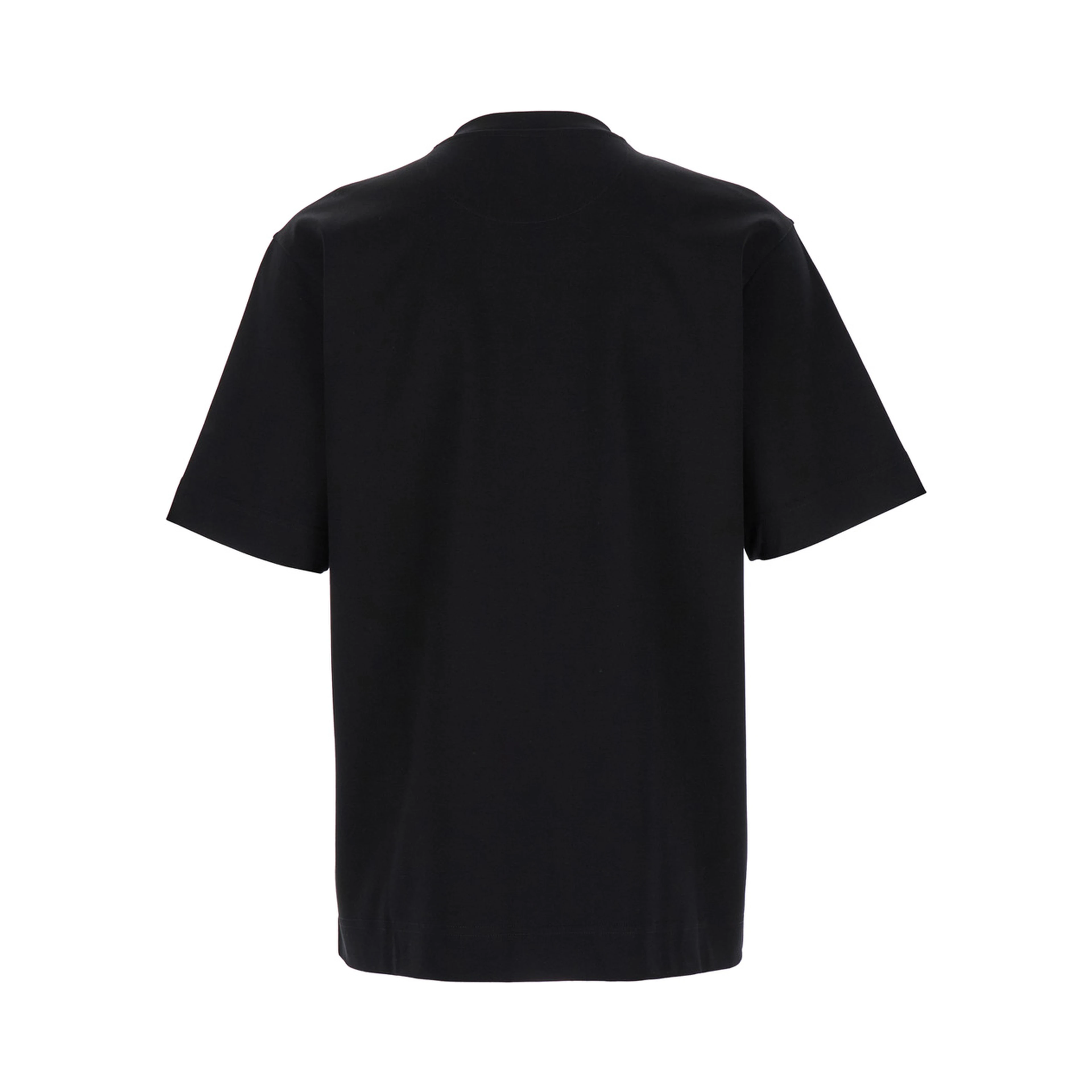 Crew Neck T-Shirt with Logo Print on the Front in Black Cotton for Men