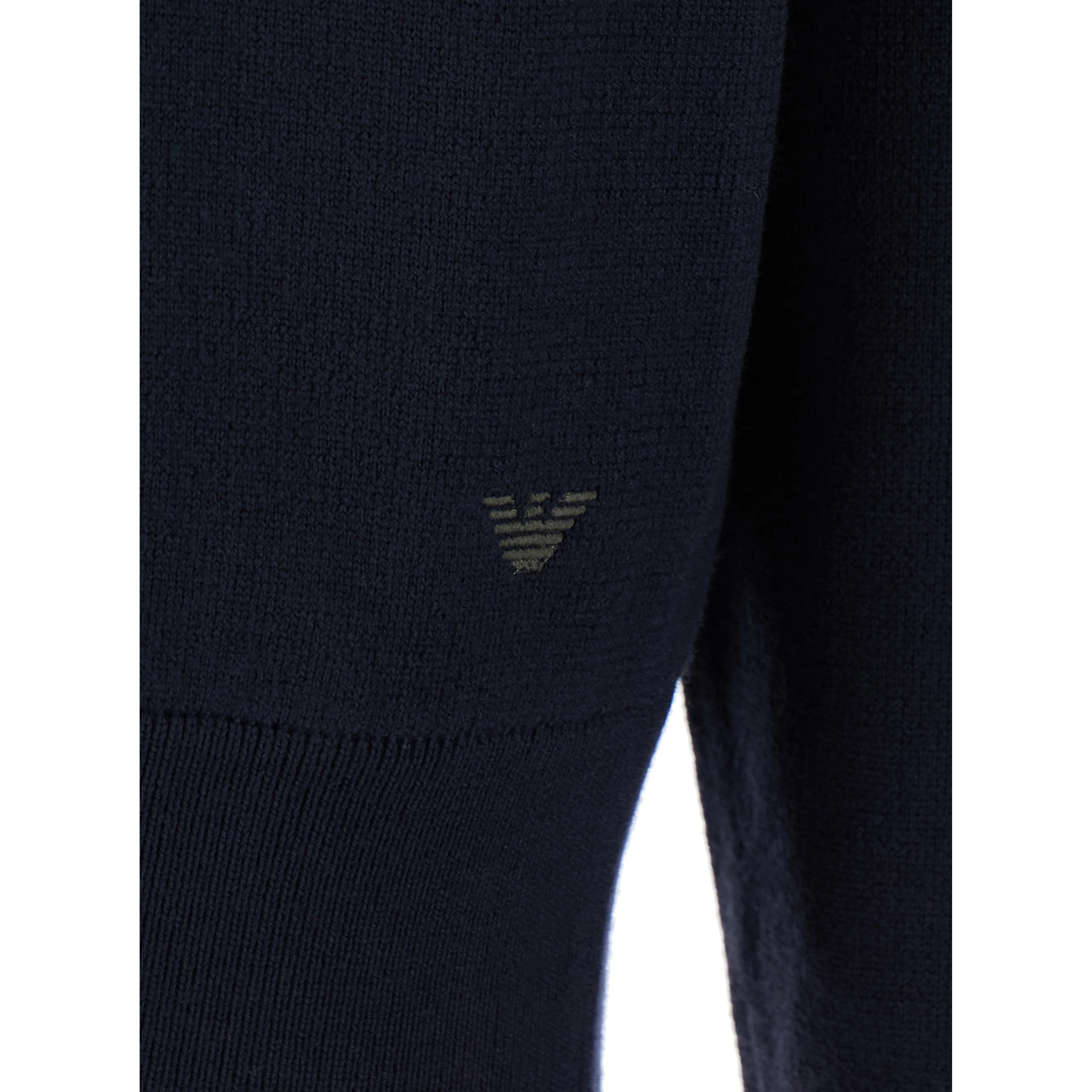 Blue Cardigan with logo embroidery on the front in wool for men