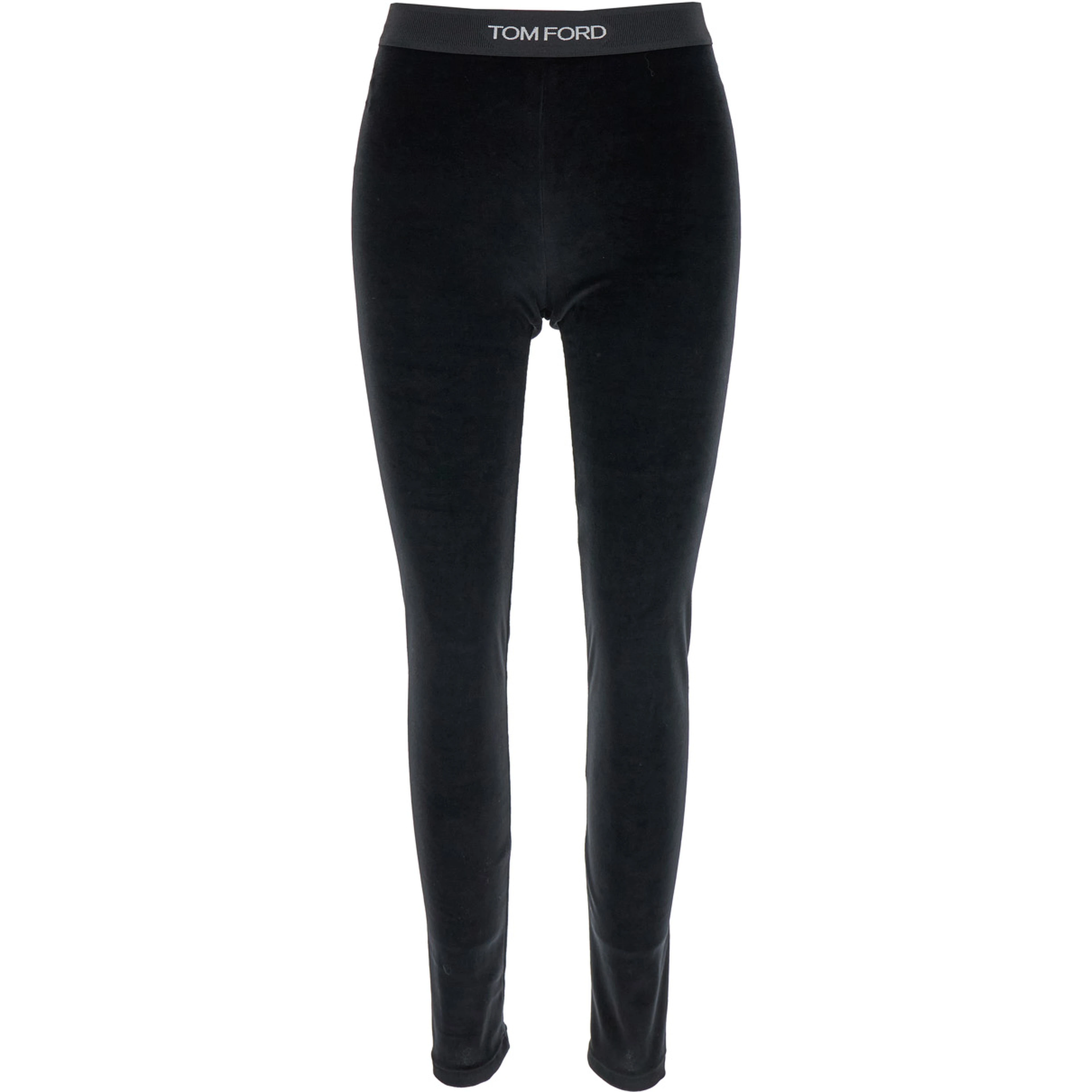 Leggings with Elasticized Waist and Velvet Logo Lettering Black Women