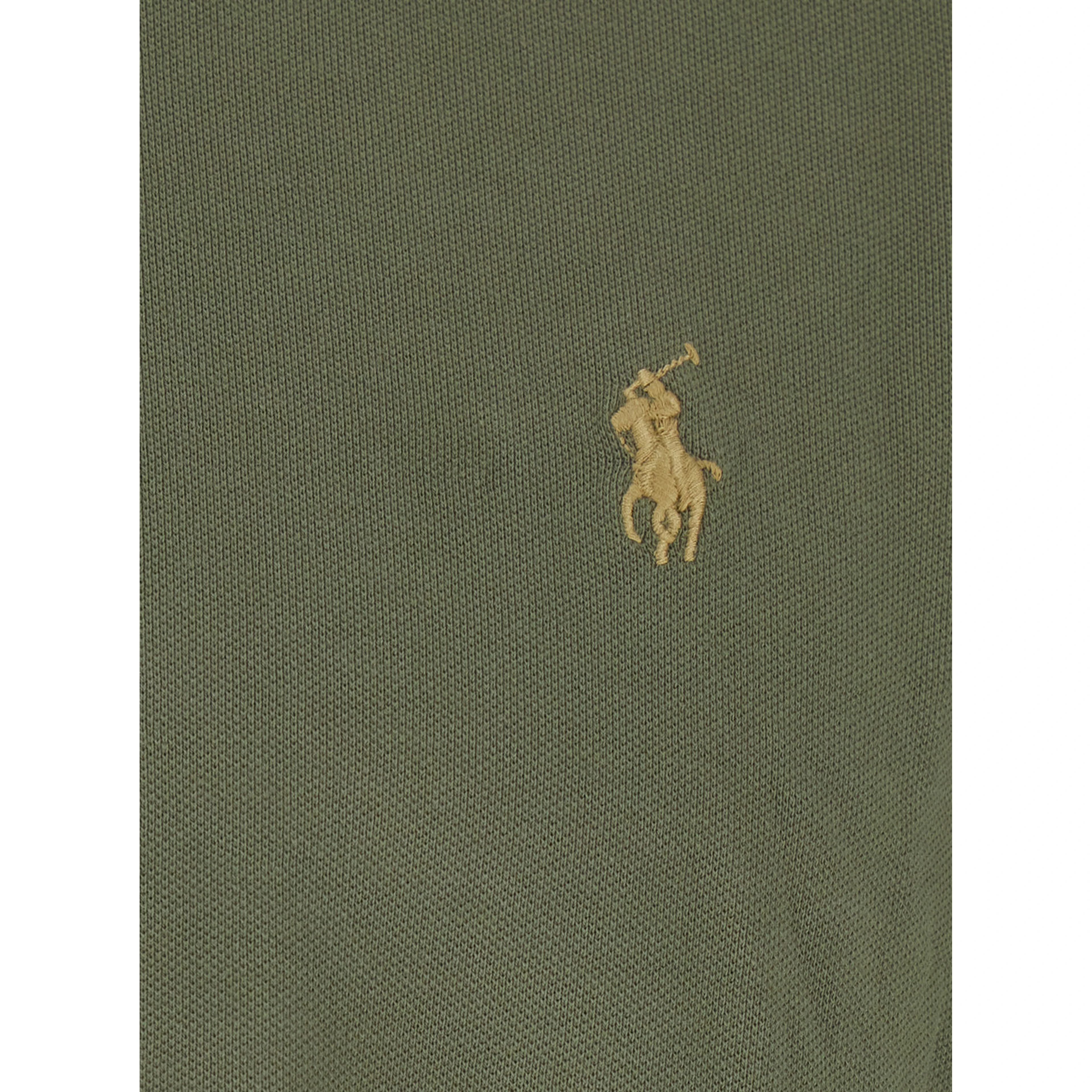 Custom Fit Green polo shirt with classic collar and Pony embroidery on the front in cotton for men