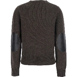 WOOL CASHMERE PULL with round neck and long sleeves in Wool and Cashmere Brown Unisex