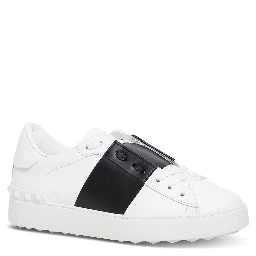Sneaker Open with Rockstud Details in White Leather for Women