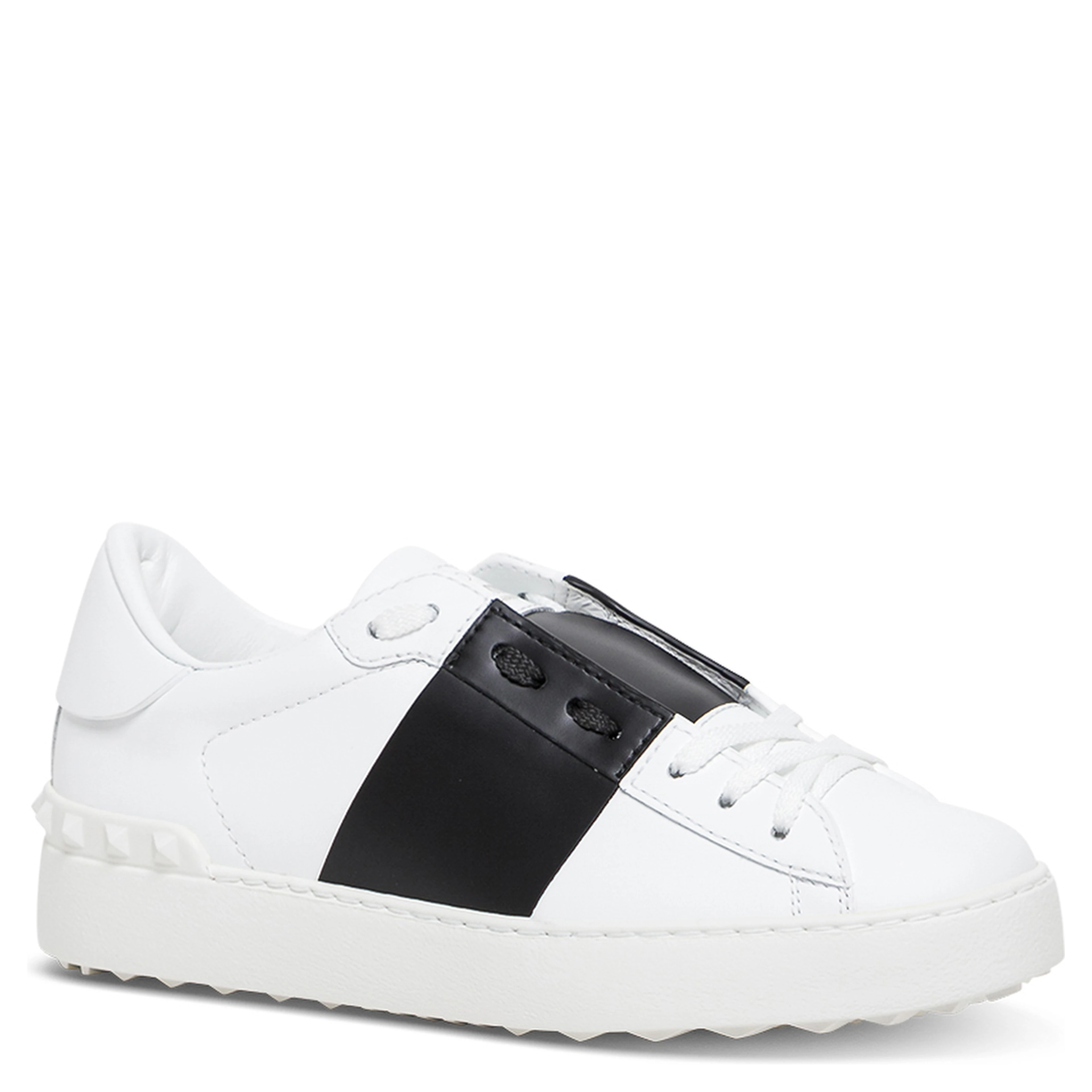 Sneaker Open with Rockstud Details in White Leather for Women
