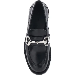 Emily Black loafers with Horsebit plaque on the front in leather for women
