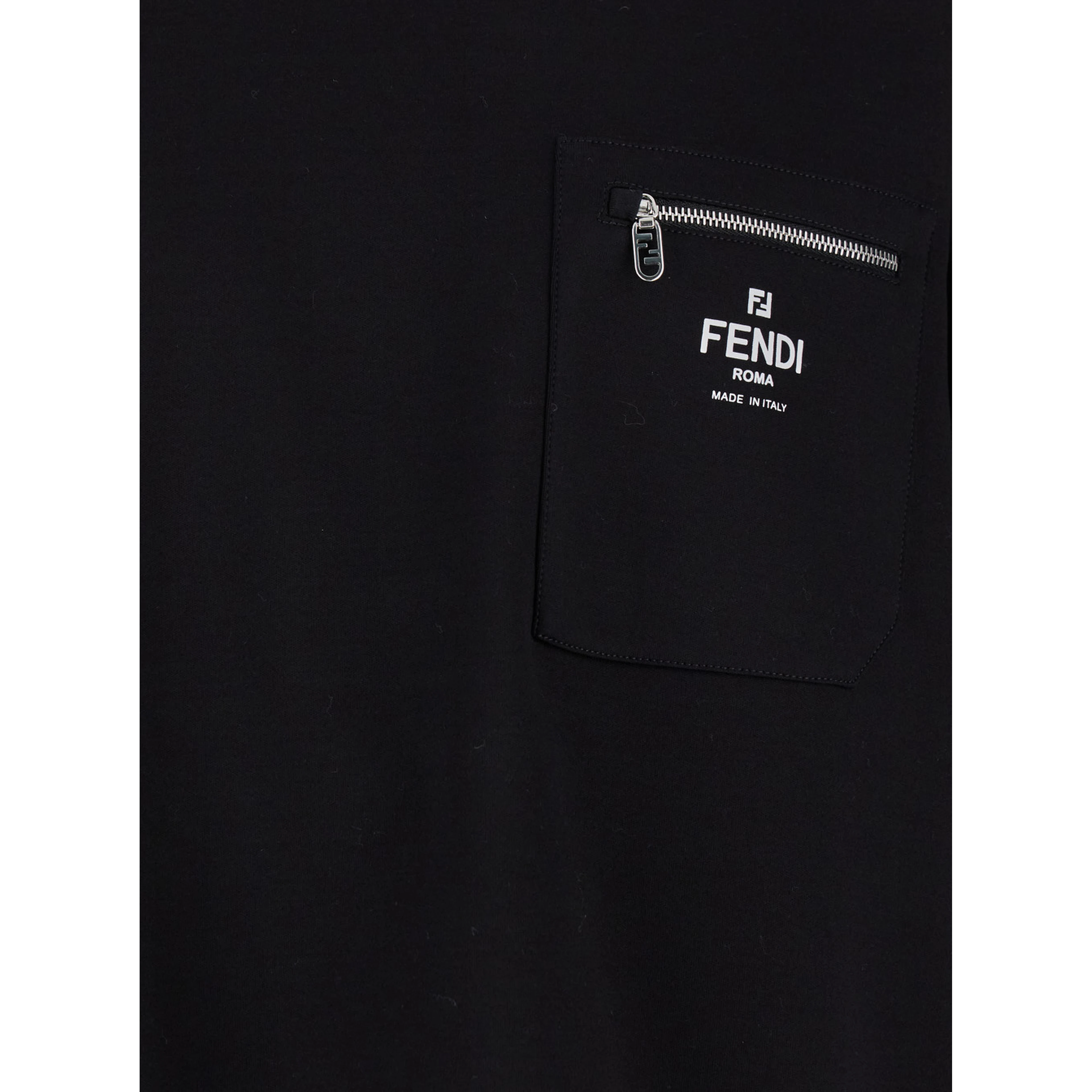 Crew Neck T-Shirt with Logo Print on the Front in Black Cotton for Men
