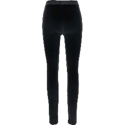 Leggings with Elasticized Waist and Velvet Logo Lettering Black Women