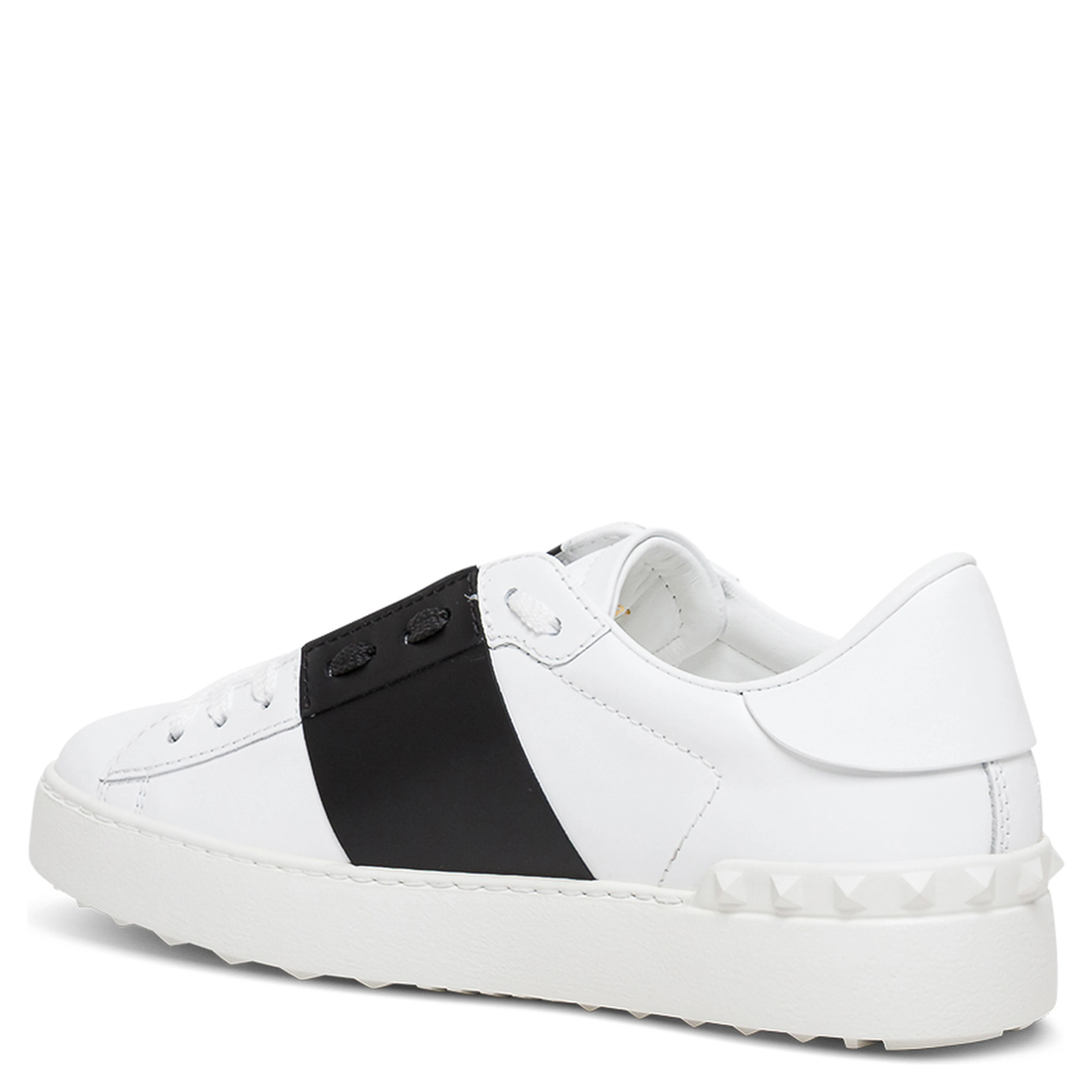 Sneaker Open with Rockstud Details in White Leather for Women