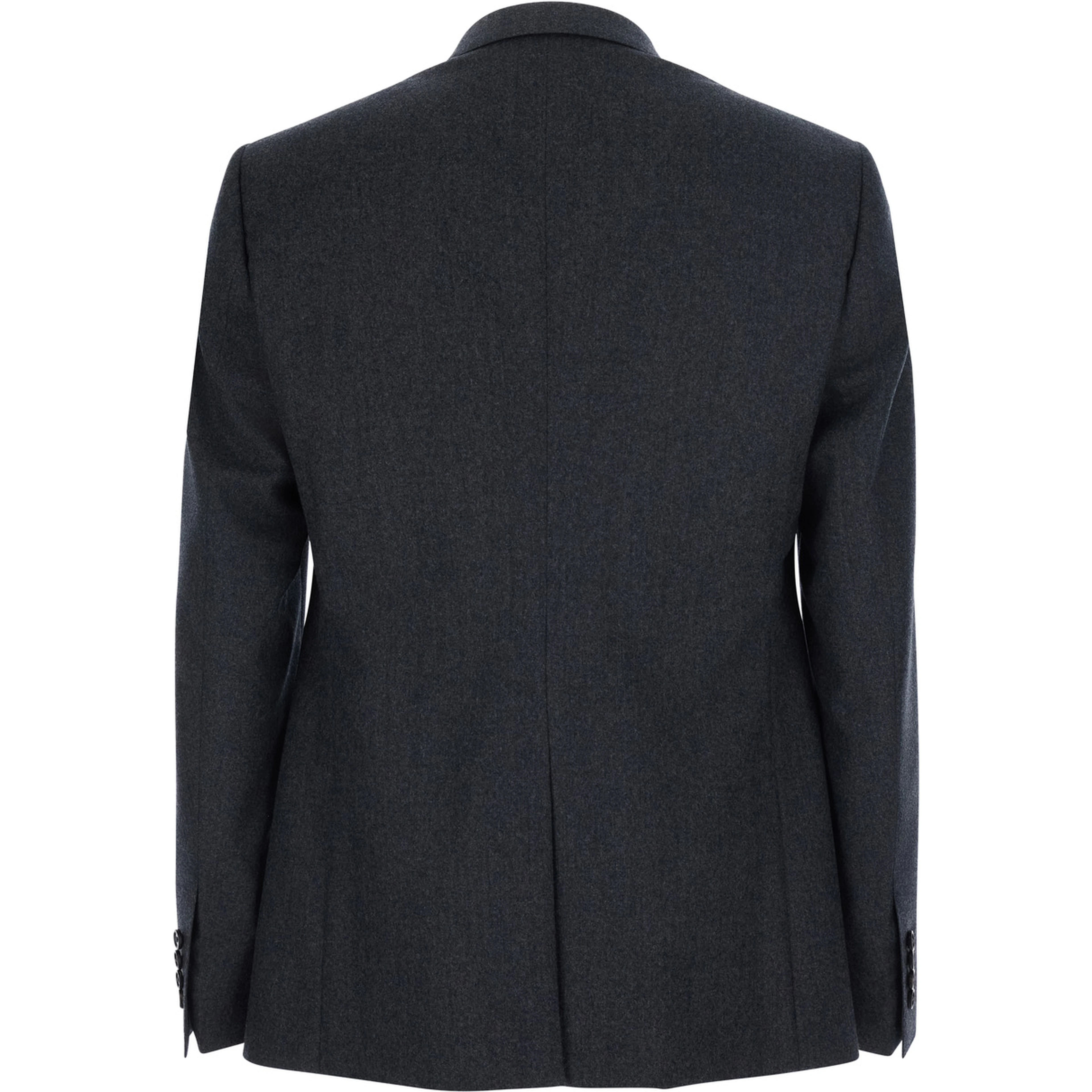Grey Single-breasted Jacket with Notched Revers in Wool Blend for Men